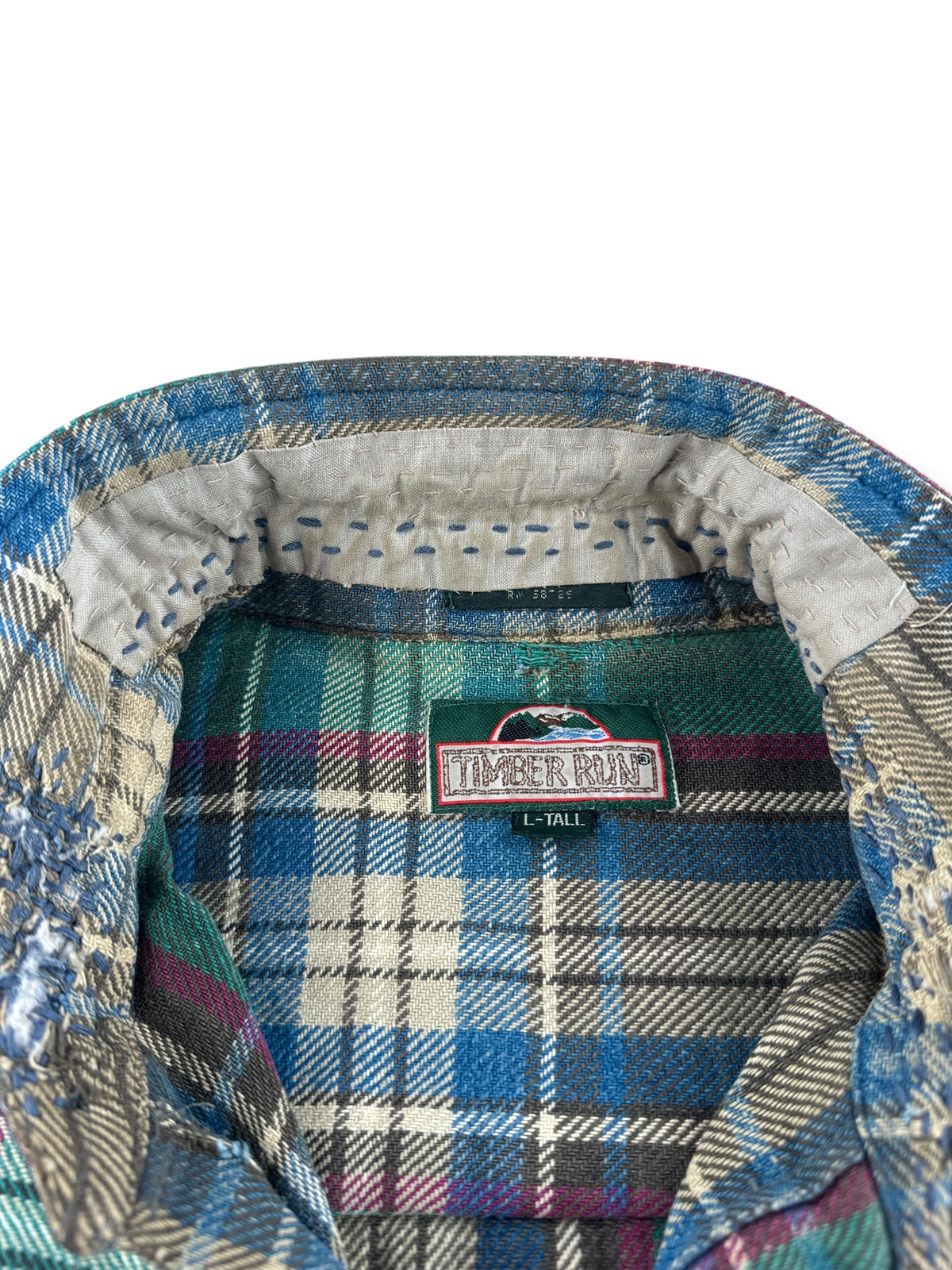 Repairs on collar of Vintage Blown Out Cotton Flannel SZ L
