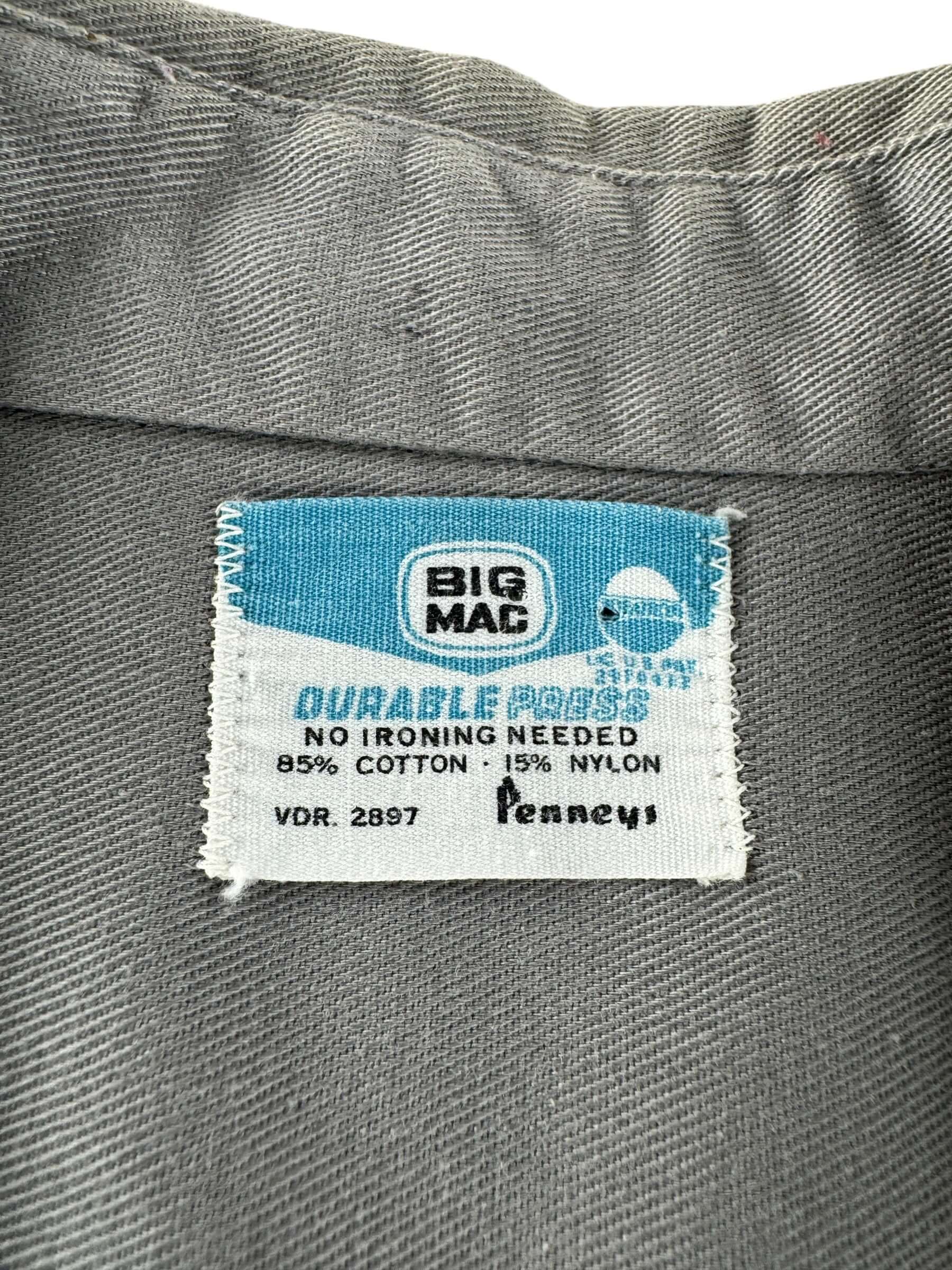 Label on Vintage Grey Big Mac Work Shirt SZ XL