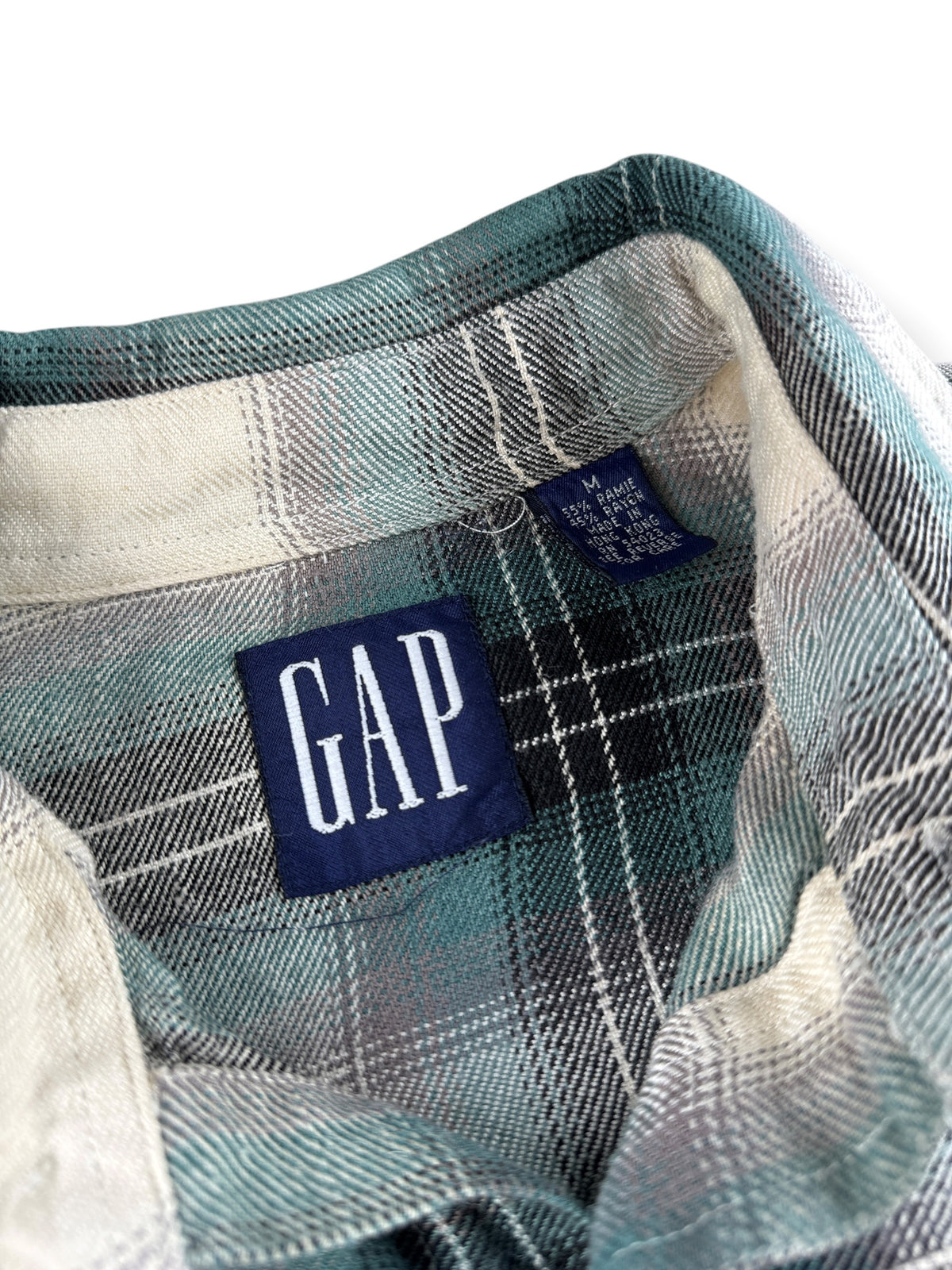 Tags on Vintage 90s GAP Shadowplaid Rayon Shirt SZ M