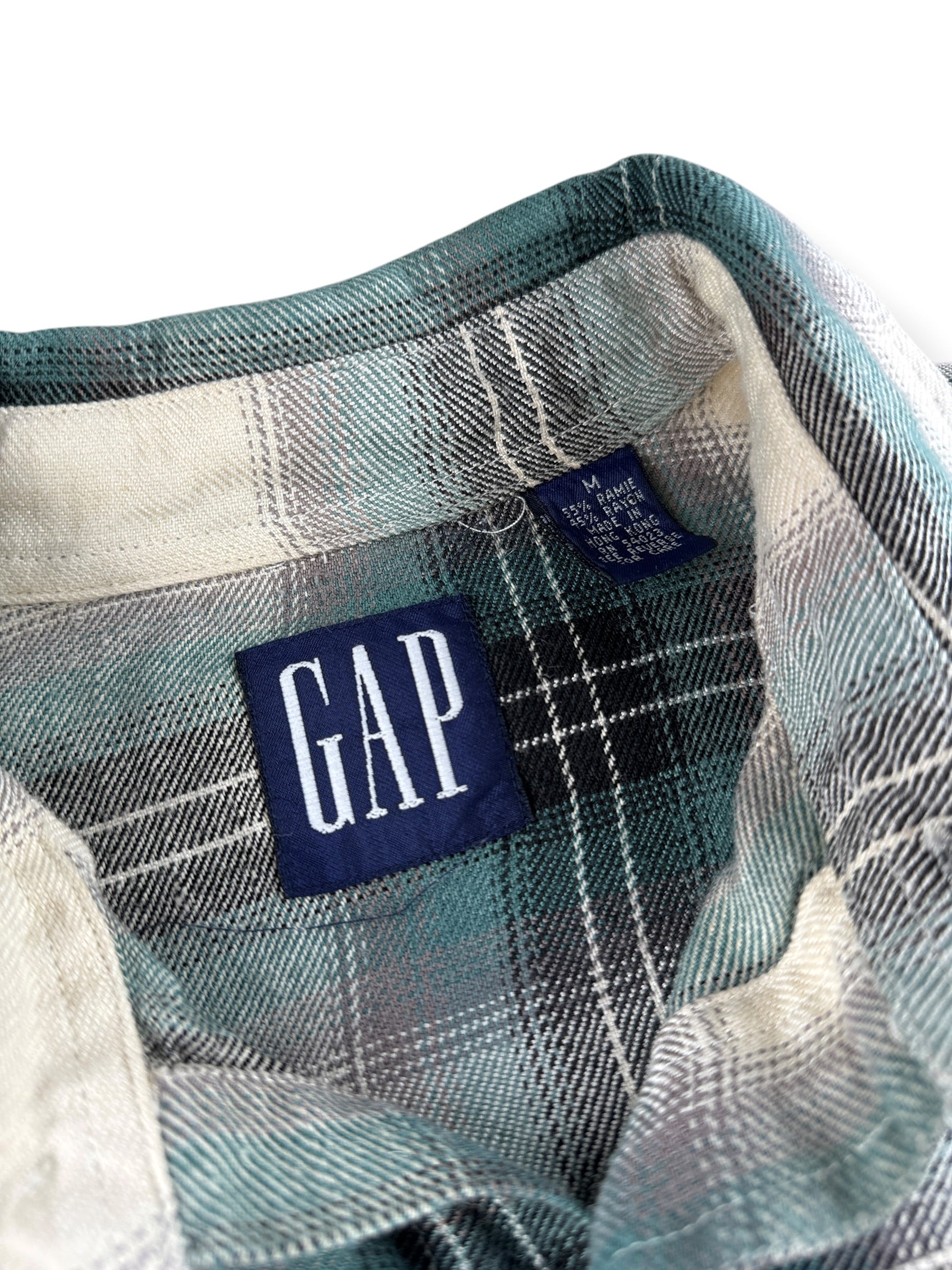Tags on Vintage 90s GAP Shadowplaid Rayon Shirt SZ M