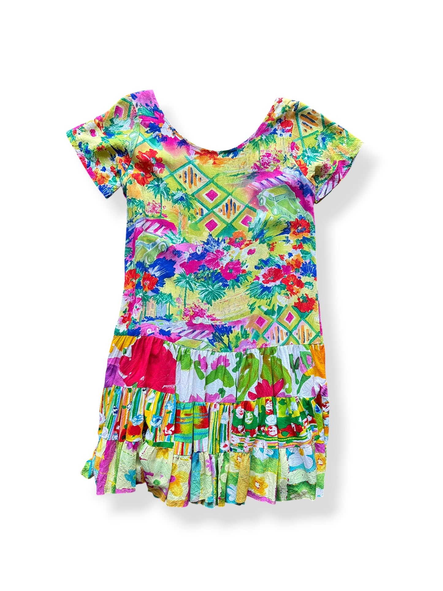 Back of Vintage Jams World Tiered Mini Dress SZ S
