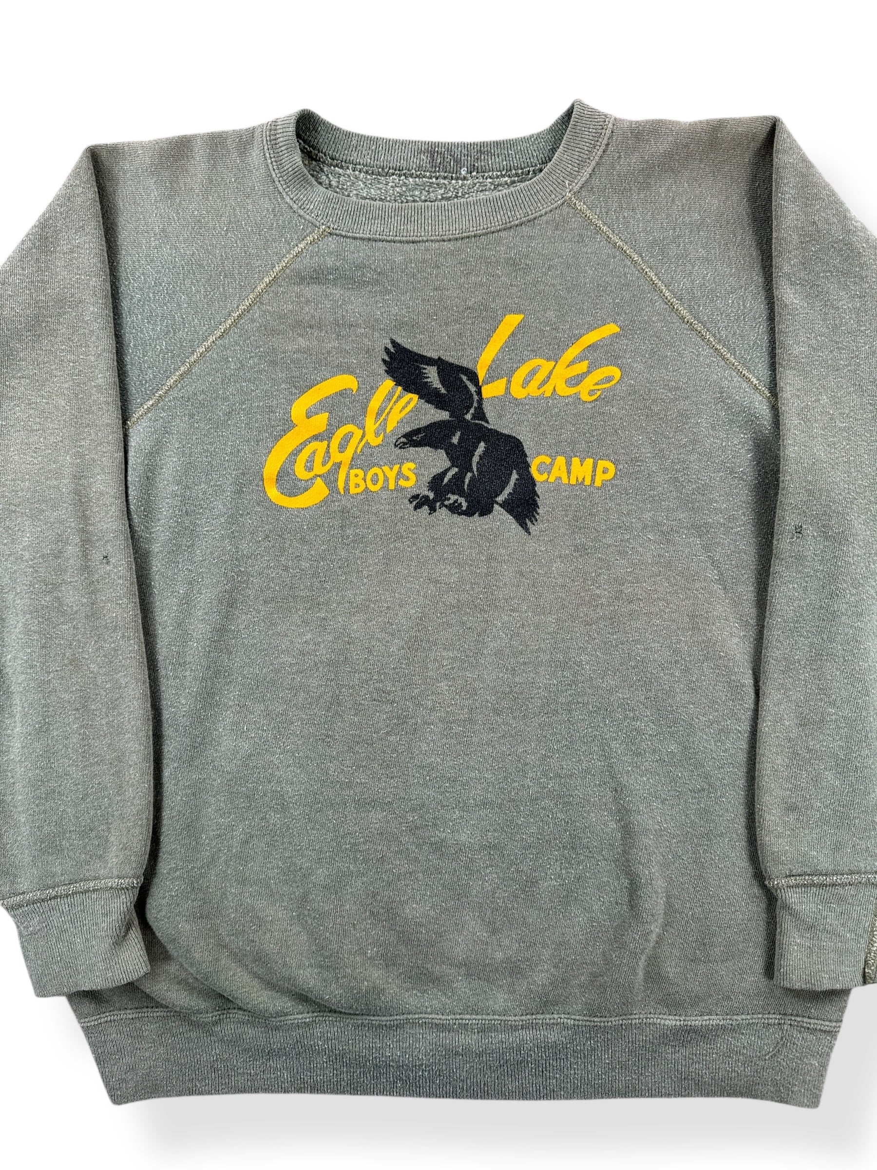 Front Close Up of Vintage Eagle Lake Boys and Girls Camp Crewneck SZ M