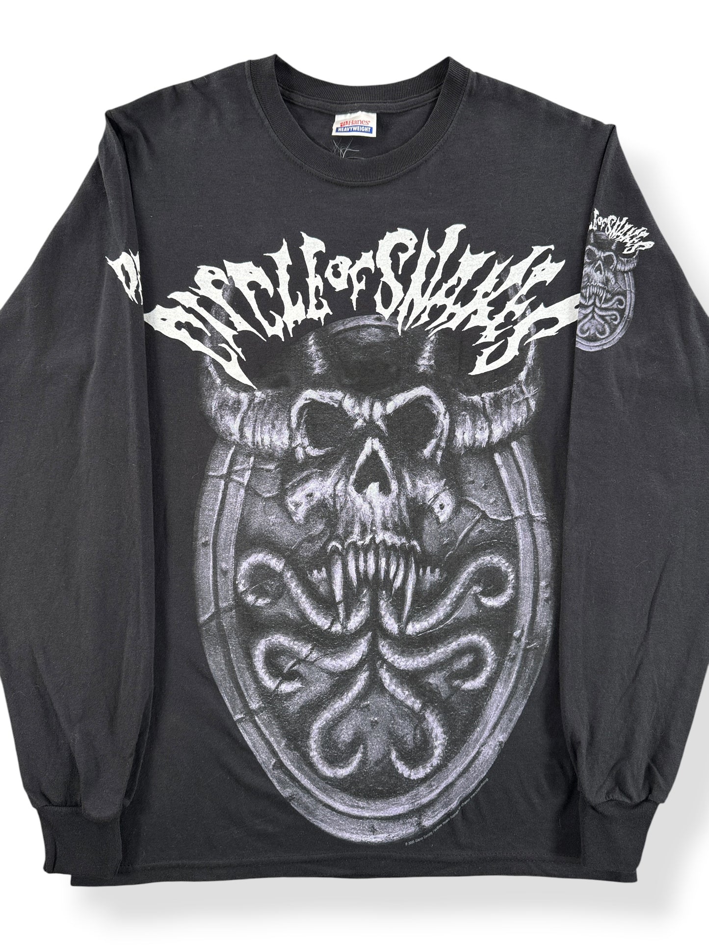 Front Close Up of Vintage 2005 Danzig Circle of Snakes Tee SZ S
