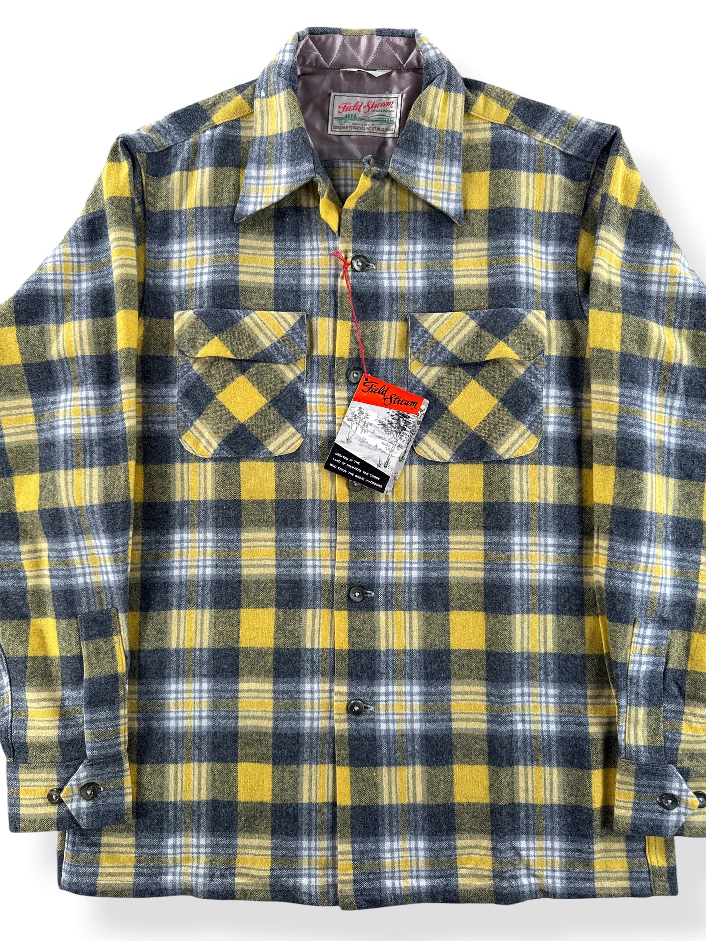Front Close Up of Vintage NOS Field & Stream Wool Blend Flannel SZ M