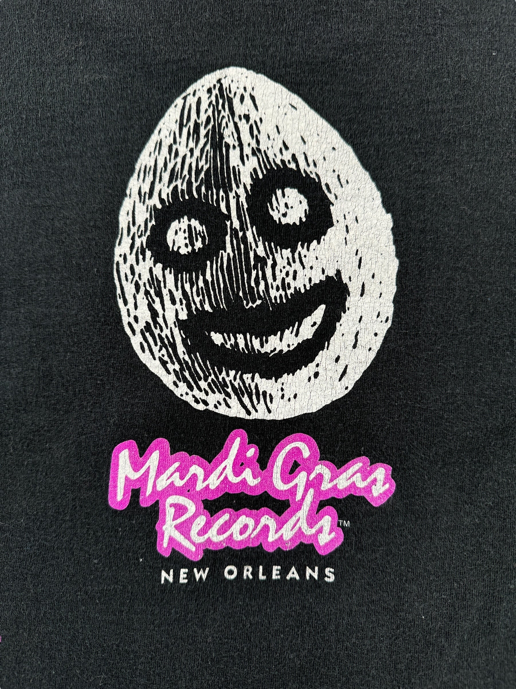 Back Graphic of Vintage Mardi Gras Records Tee SZ XL