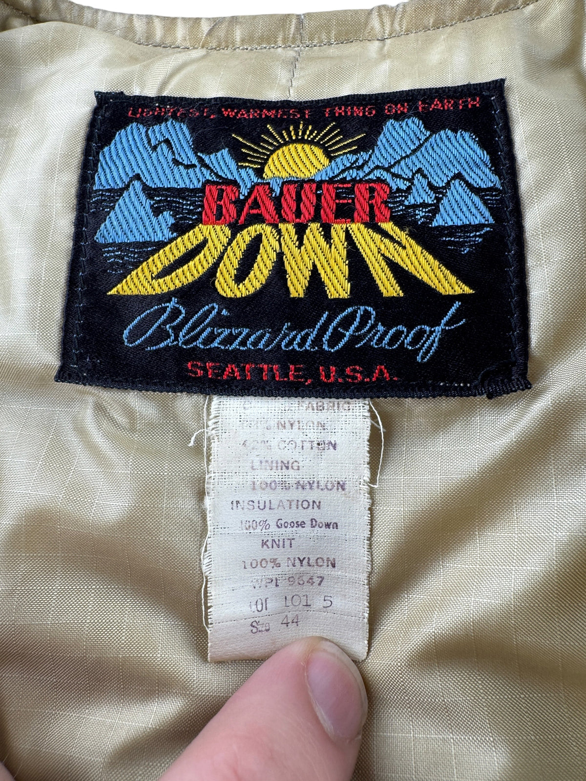 Tag on Vintage Eddie Bauer Sun Down Label Vest SZ 44 AS IS