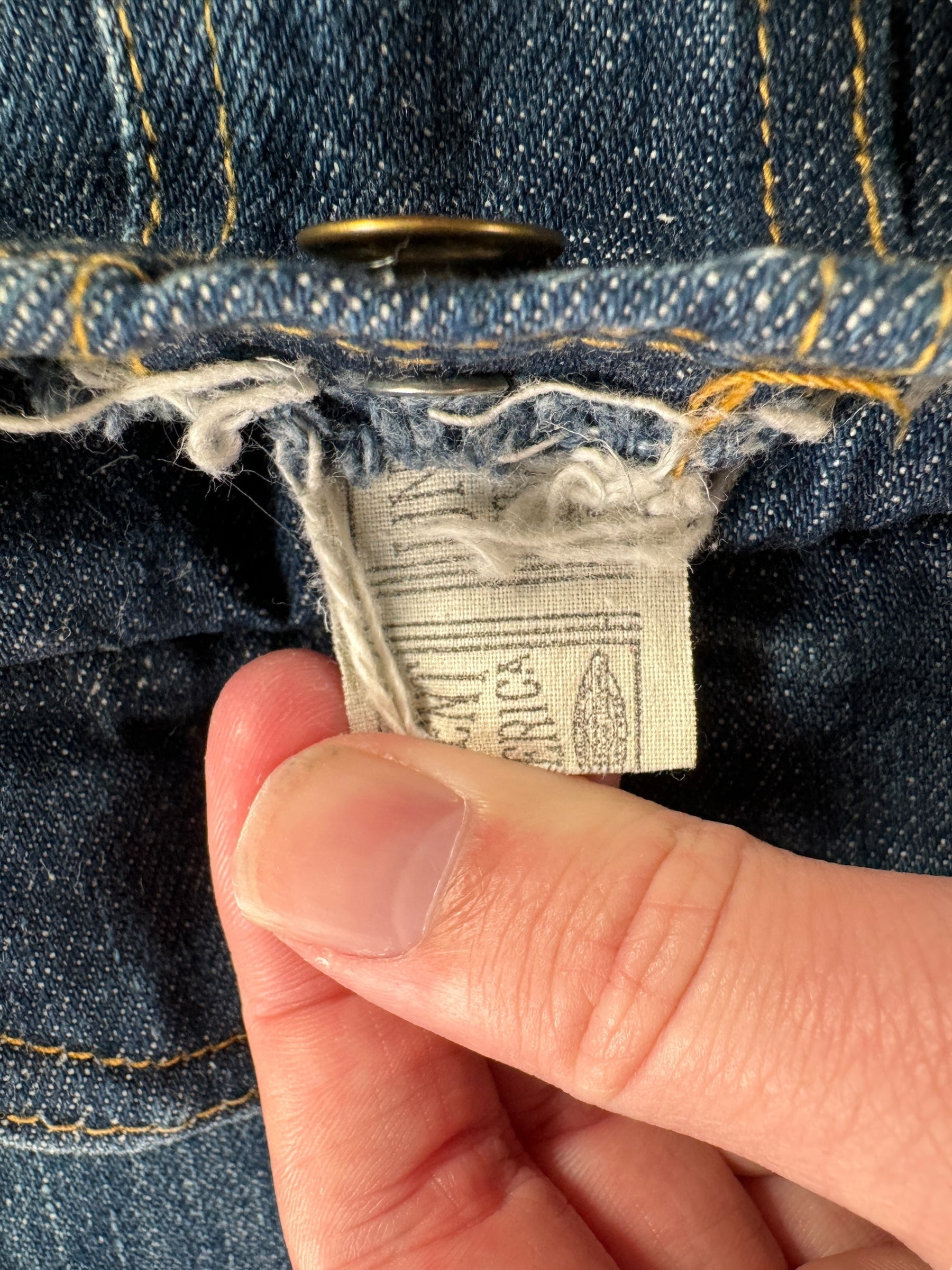 Union Tag on Vintage Dark Lee Sanforized Denim Jacket SZ M