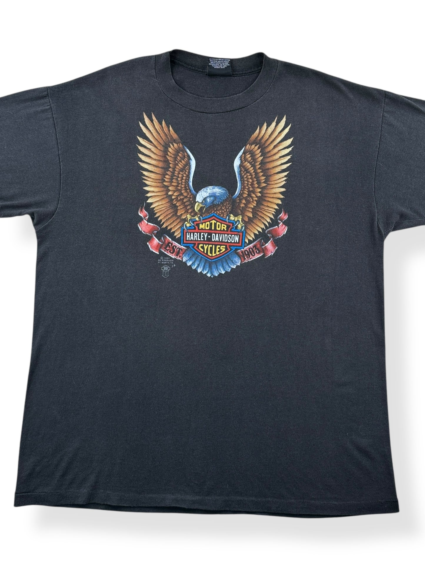 Front Close Up of Vintage 3D Emblem Smart Brothers Harley-Davidson Blountville Tee SZ XL