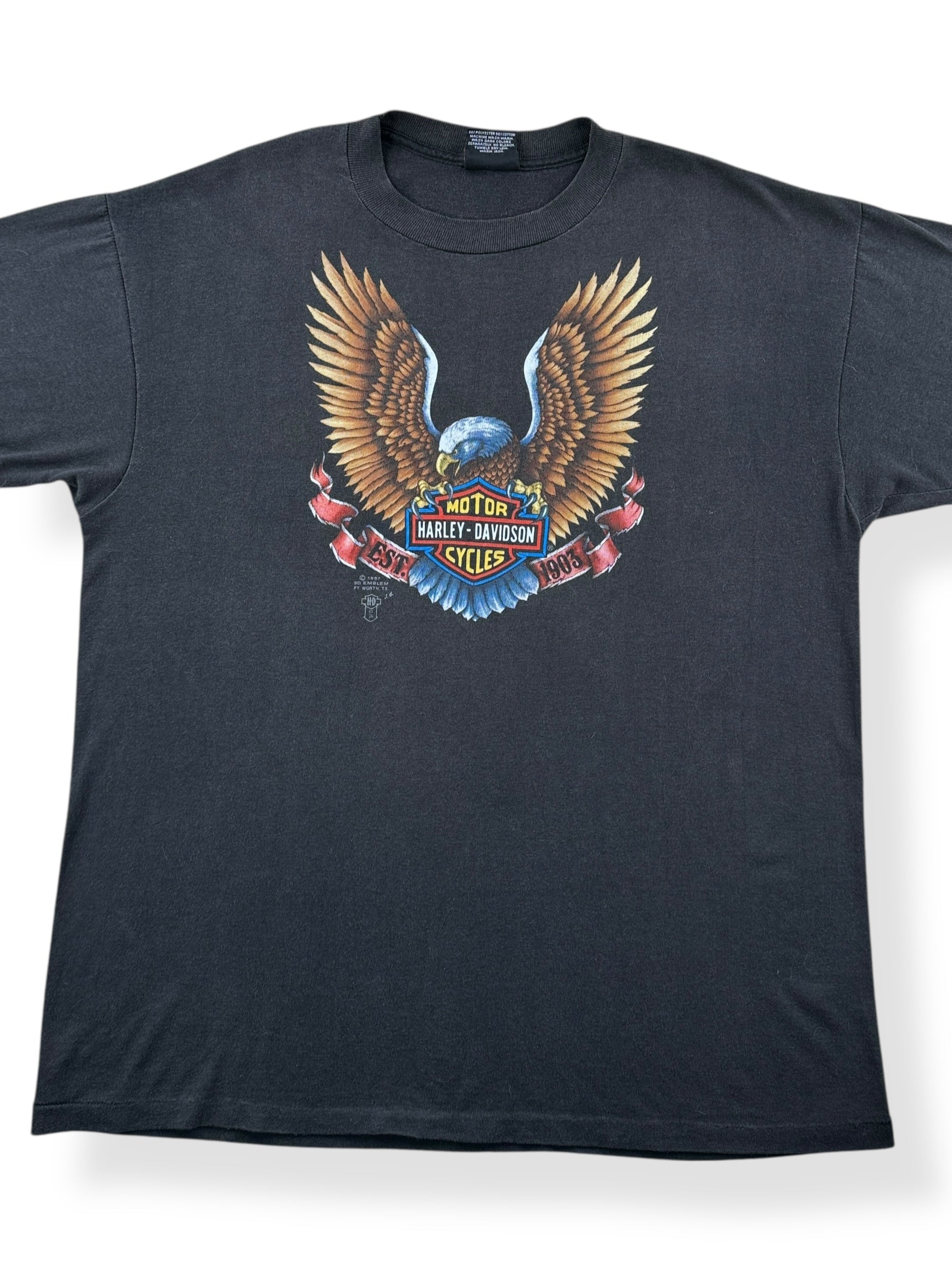 Front Close Up of Vintage 3D Emblem Smart Brothers Harley-Davidson Blountville Tee SZ XL