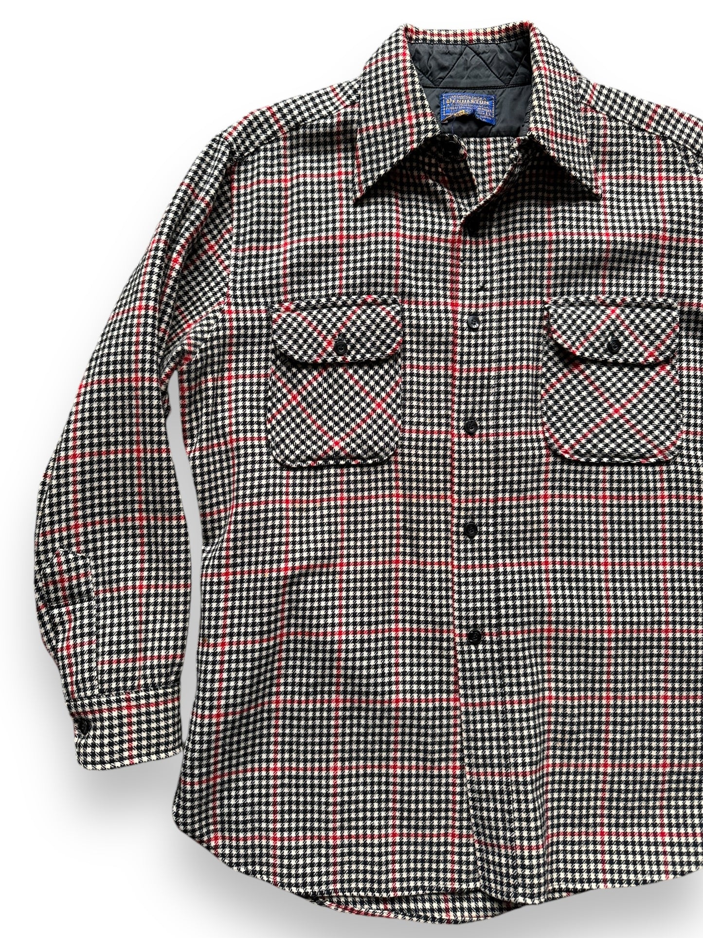 front right of Vintage Pendleton Black/White/Red Wool Flannel SZ L