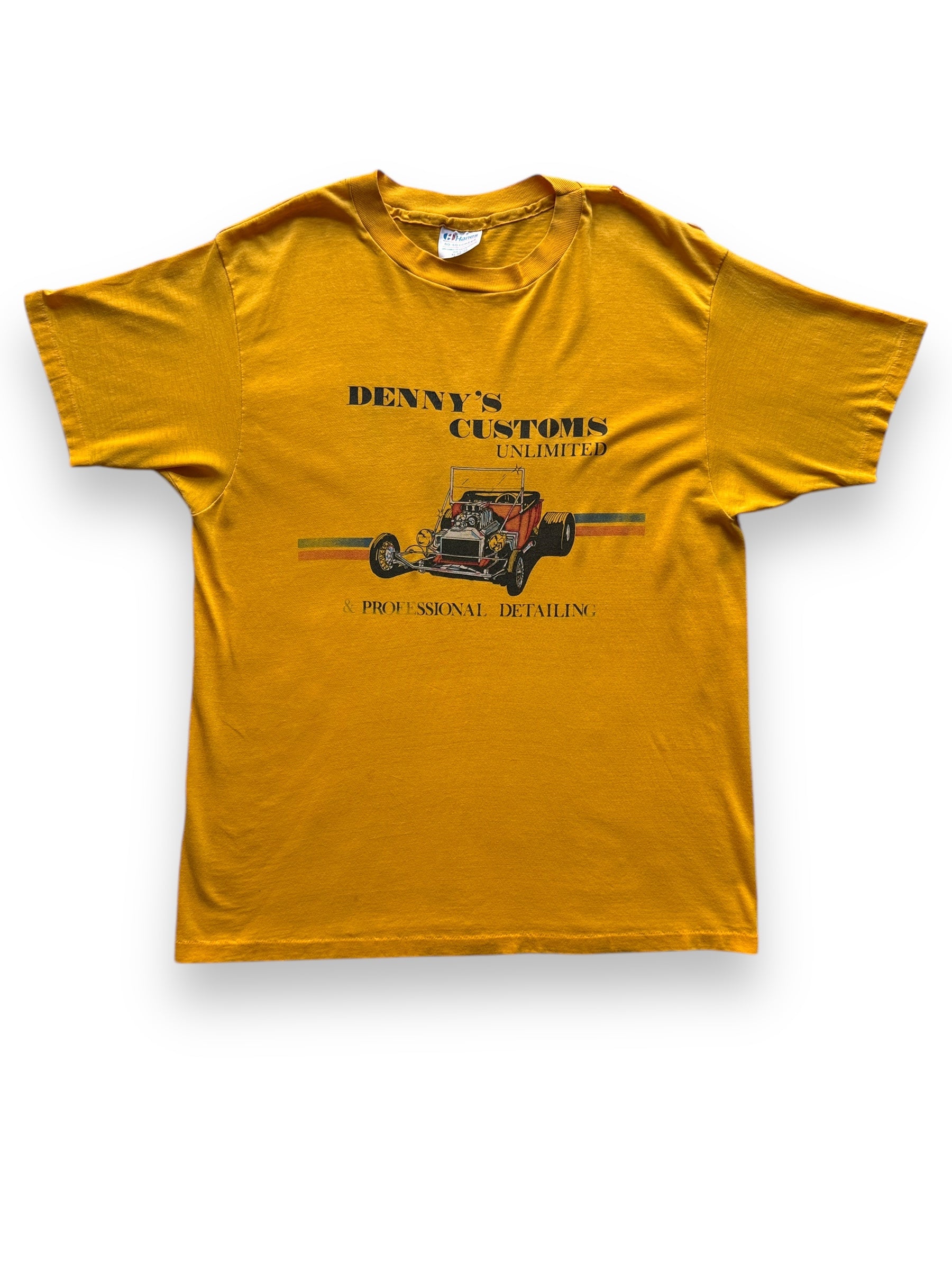 front of Vintage Denny's Custom Auto Tee SZ XL