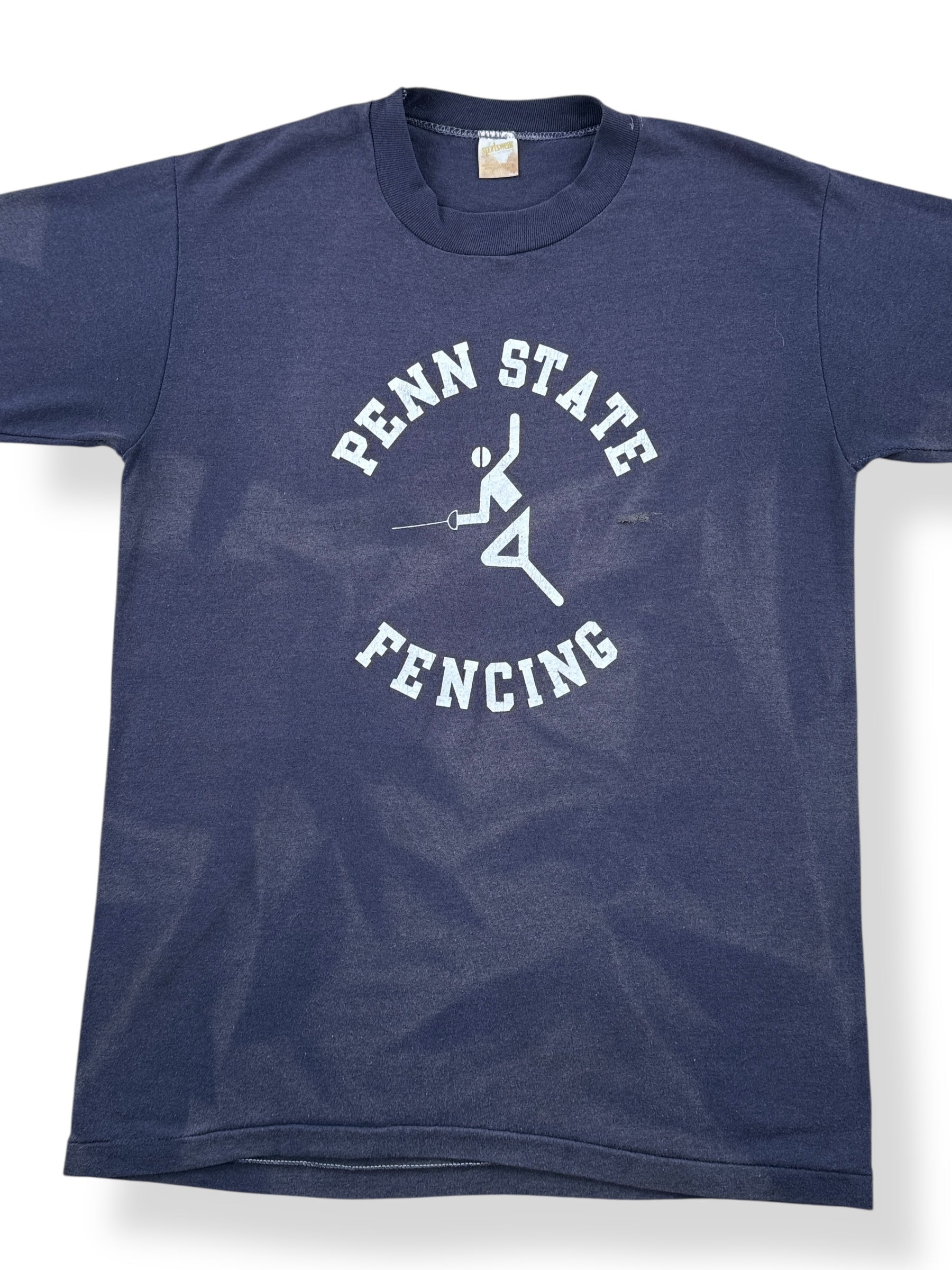 Front Close Up of Vintage Penn State Fencing Tee SZ L