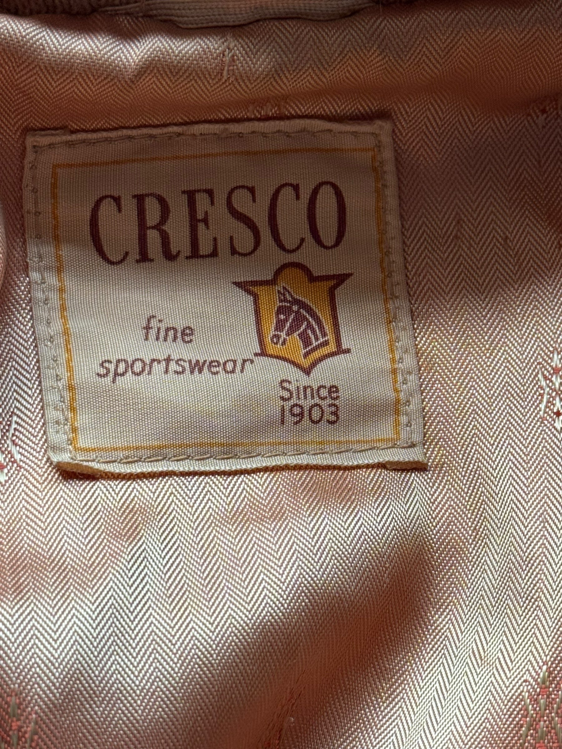 Tag view of 1950s Cresco Suede Jacket M