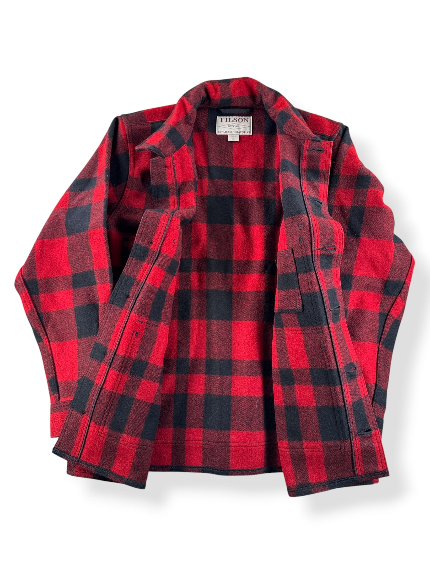 Filson Red Black Mackinaw Wool Cruiser SZ XL – The Barn Owl