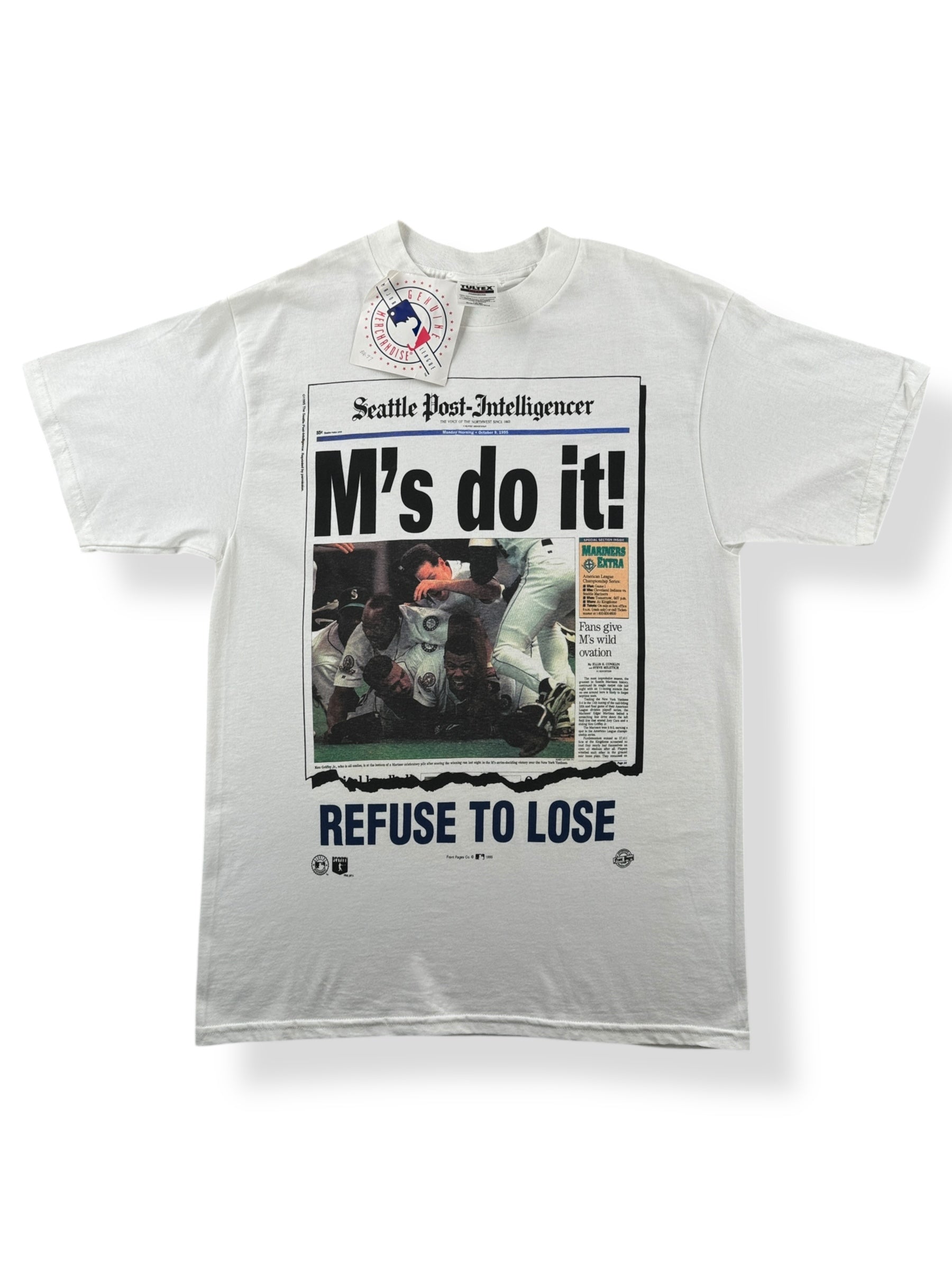Front of Vintage NOS 1995 M's Do It Refuse to Lose Seattle Mariners Tee SZ L