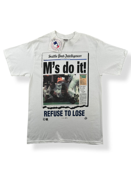Front of Vintage NOS 1995 M's Do It Refuse to Lose Seattle Mariners Tee SZ L