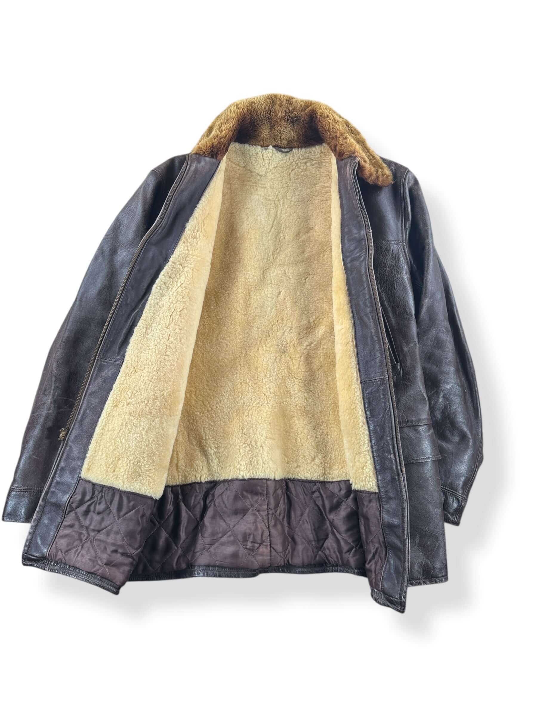 Inside of Vintage Hercules Shearling Leather Jacket SZ M