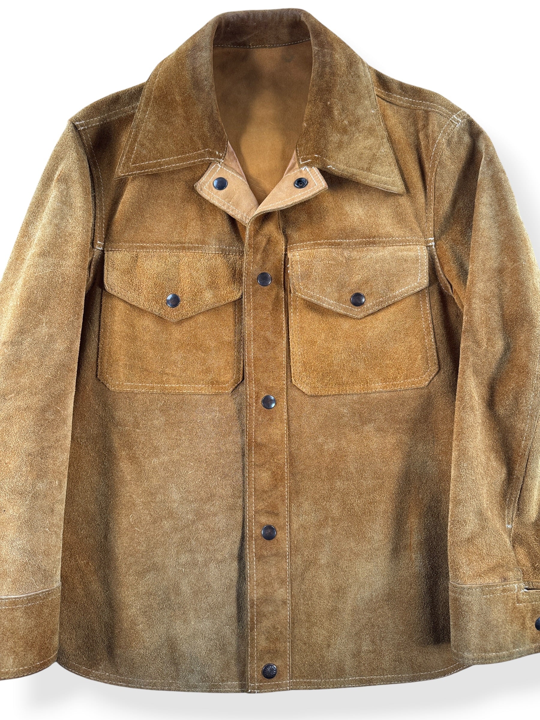 Front Close Up of Vintage Reversible Suede Shirt Jac SZ S