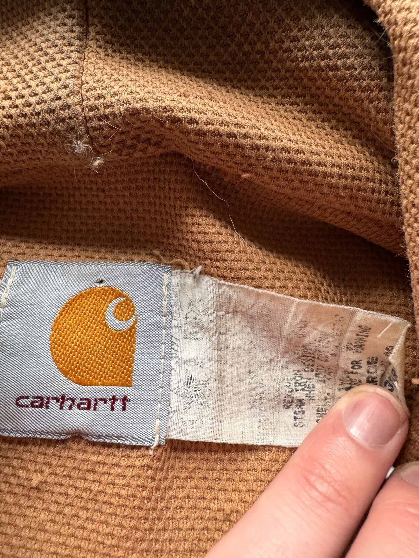 Tag on Thrashed Carhartt Hooded Jacket SZ L