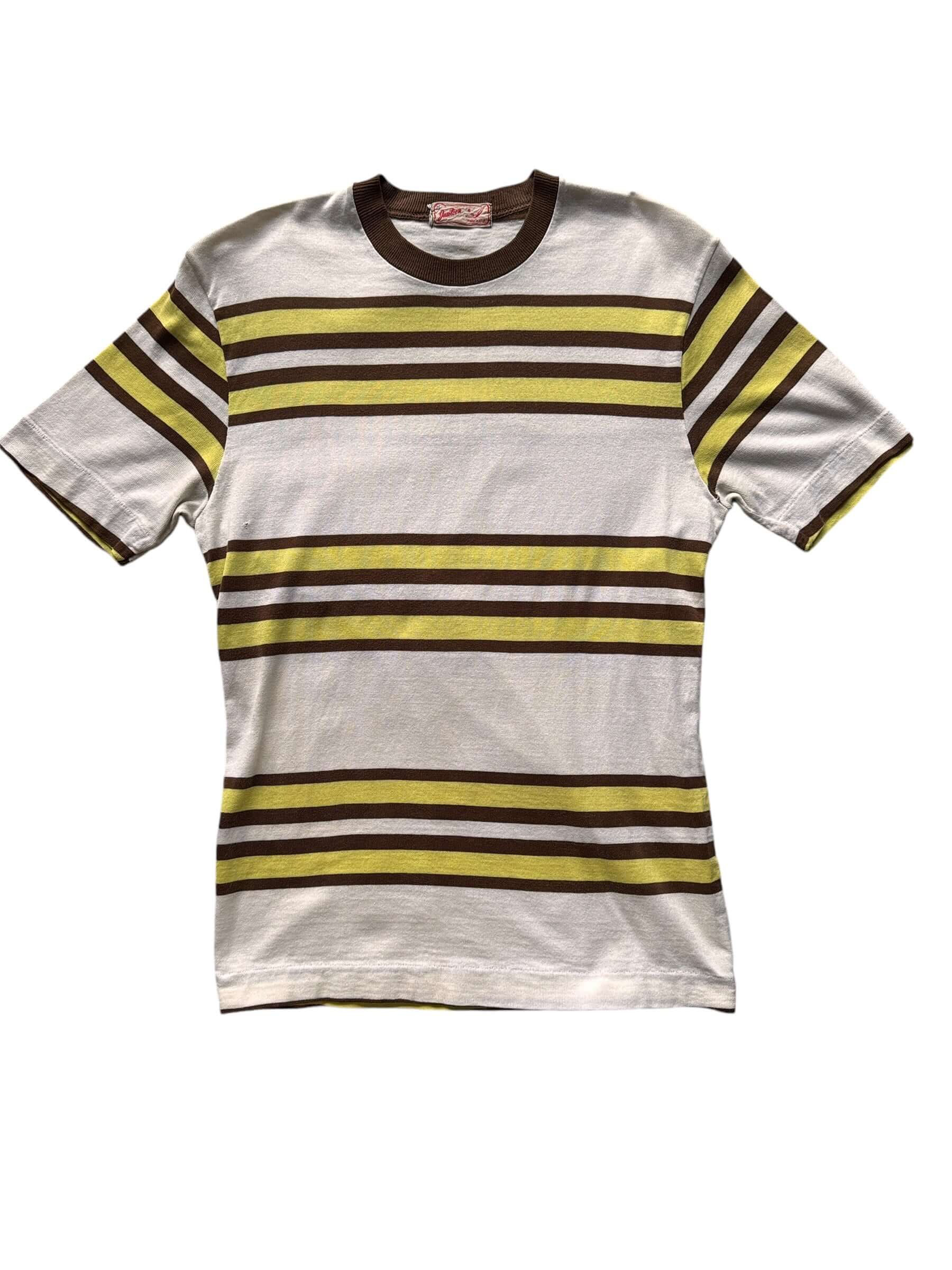 Front View of Vintage 1940s Jantzen Striped Cotton Tee Size M