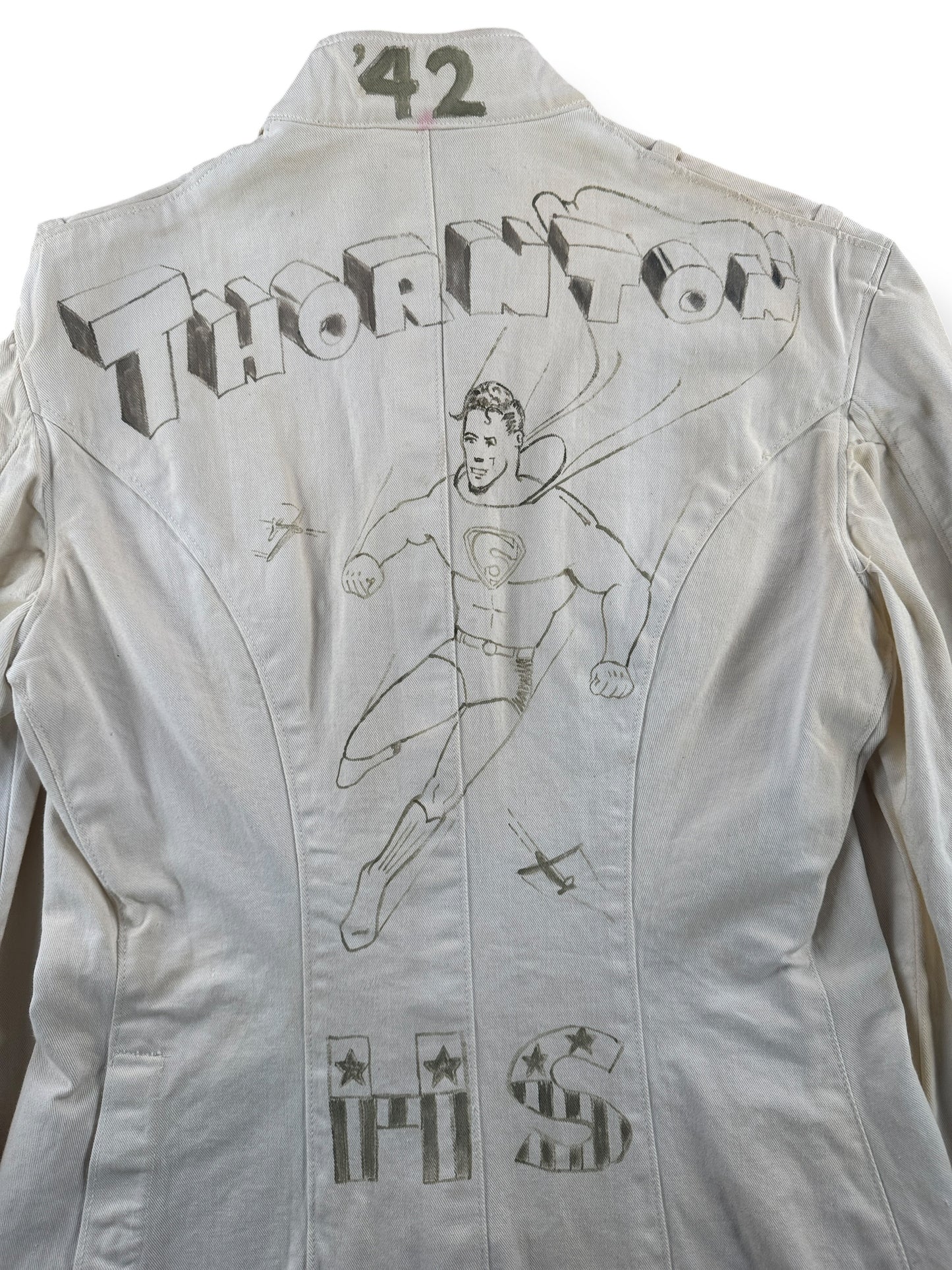 Back Illustration of Vintage Class of 1942 Souvenir Jacket SZ XS