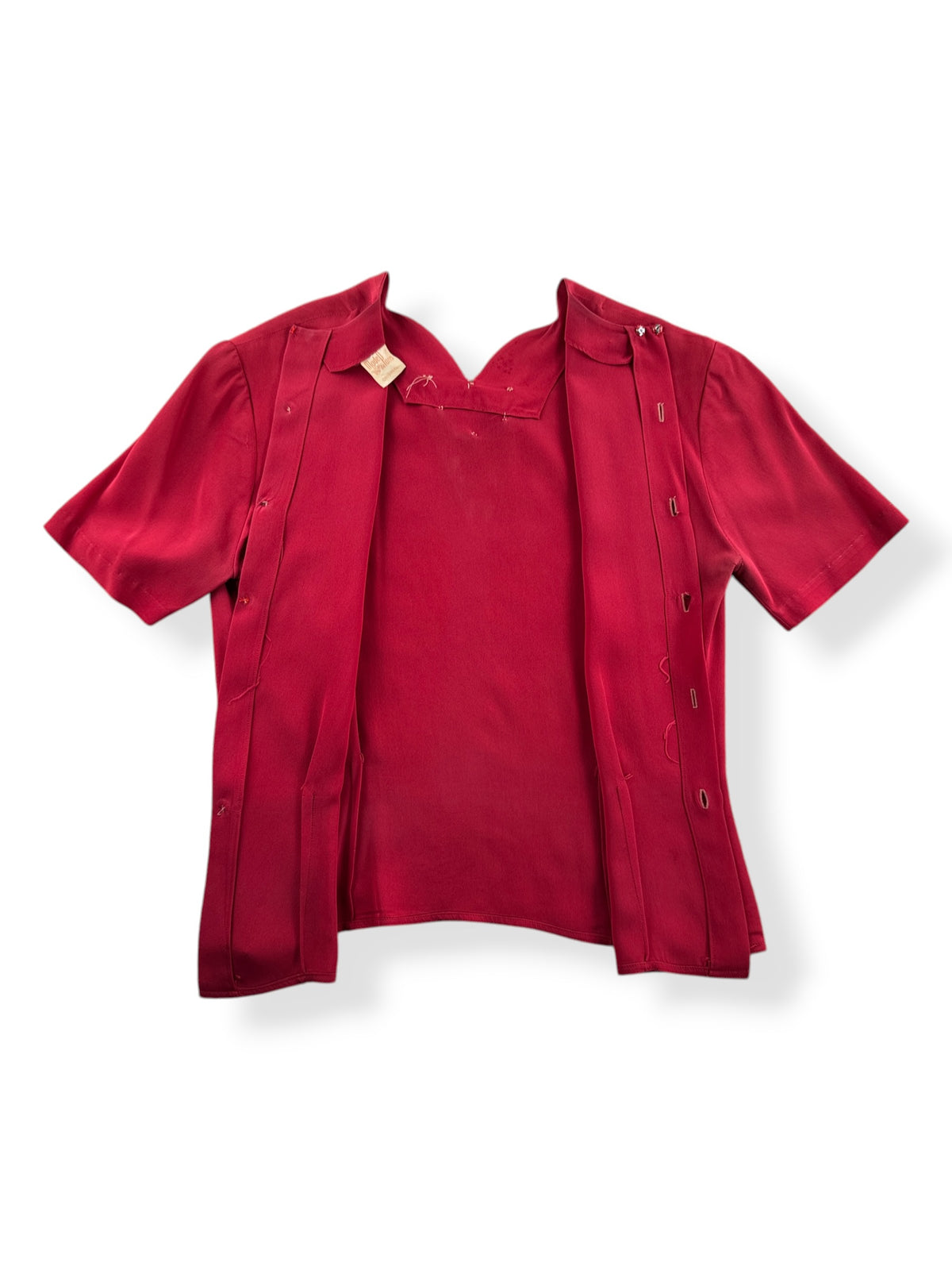 Open back of Vintage 40's Rayon Crepe Blouse SZ M/L - AS IS