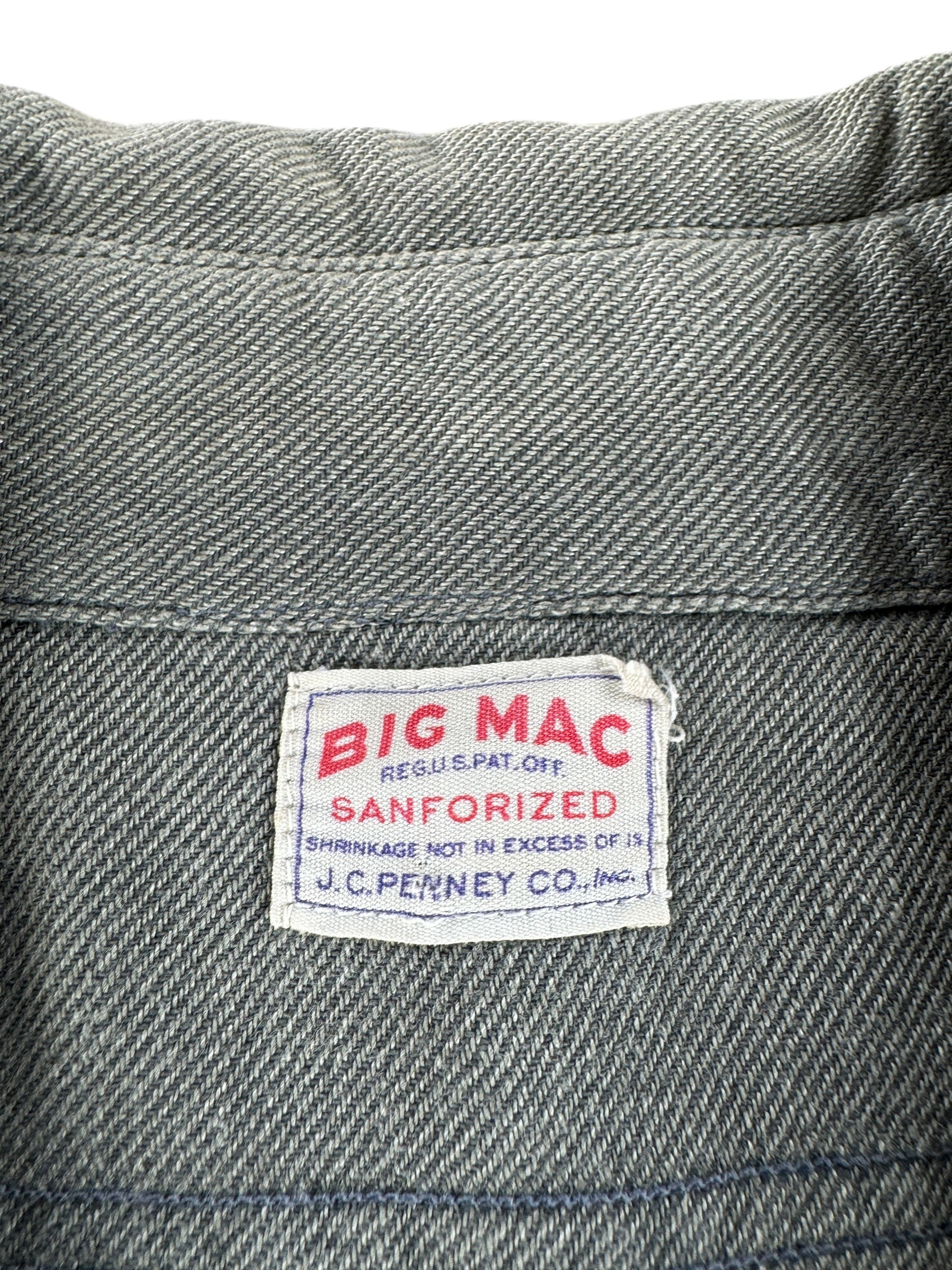 Label on Vintage Big Mac Short Sleeve Work Shirt SZ M