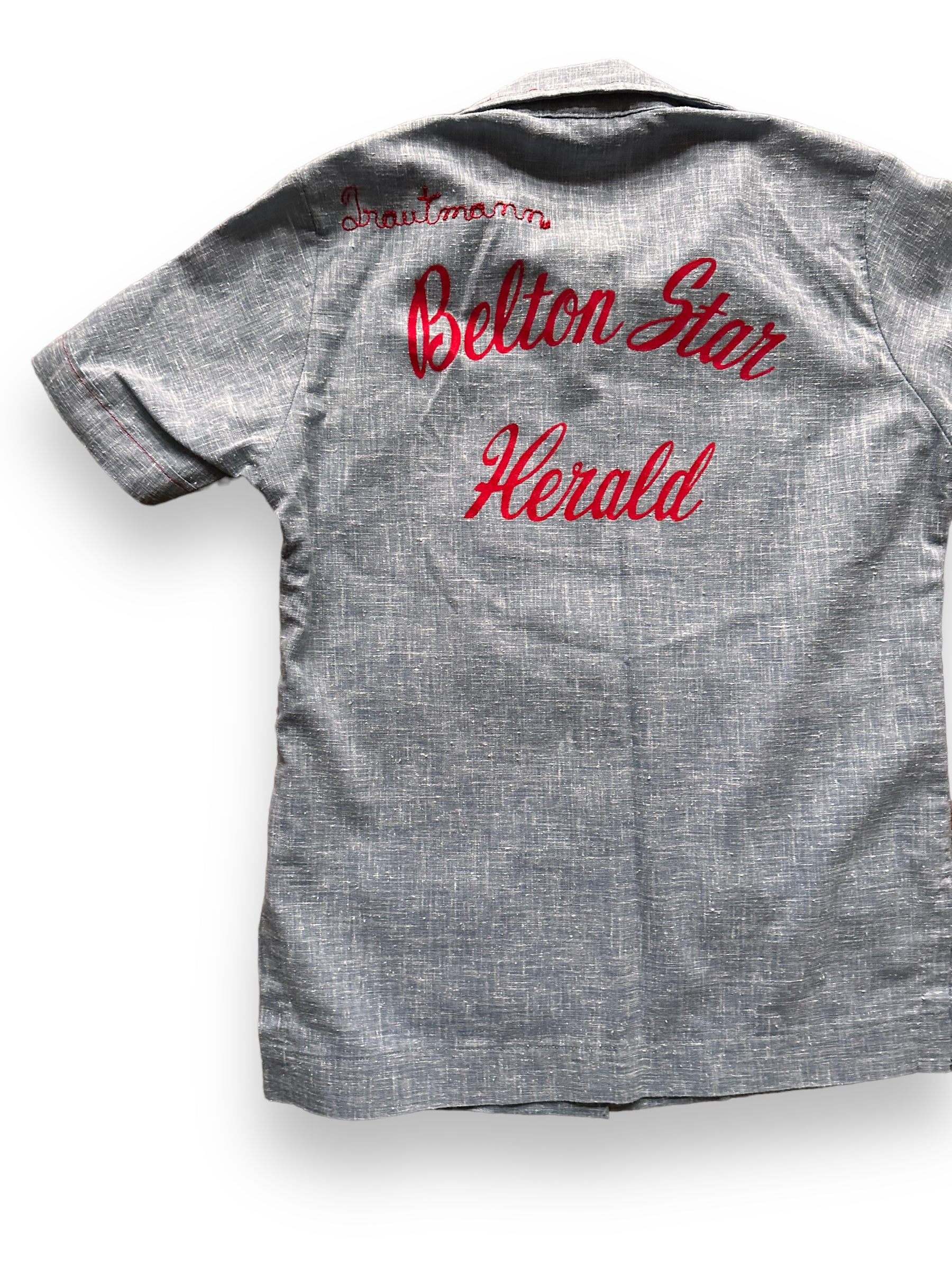 back left of Vintage Belton Star Herald Ladies Bowling Shirt SZ M | Vintage Bowling Shirt Seattle | Barn Owl Vintage Seattle