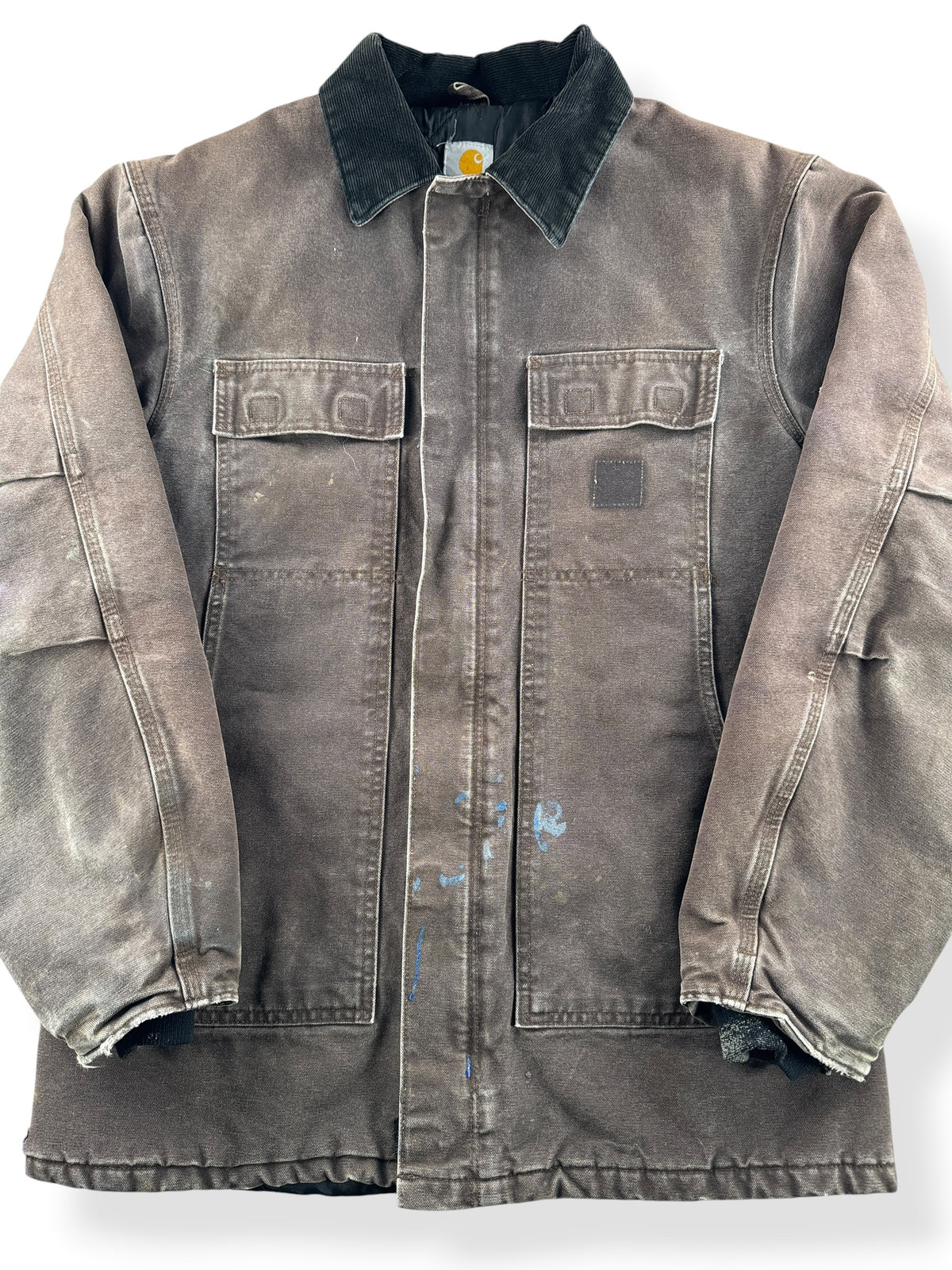 Close-up of Vintage Carhartt Arctic Jacket Faded Brown SZ M-T