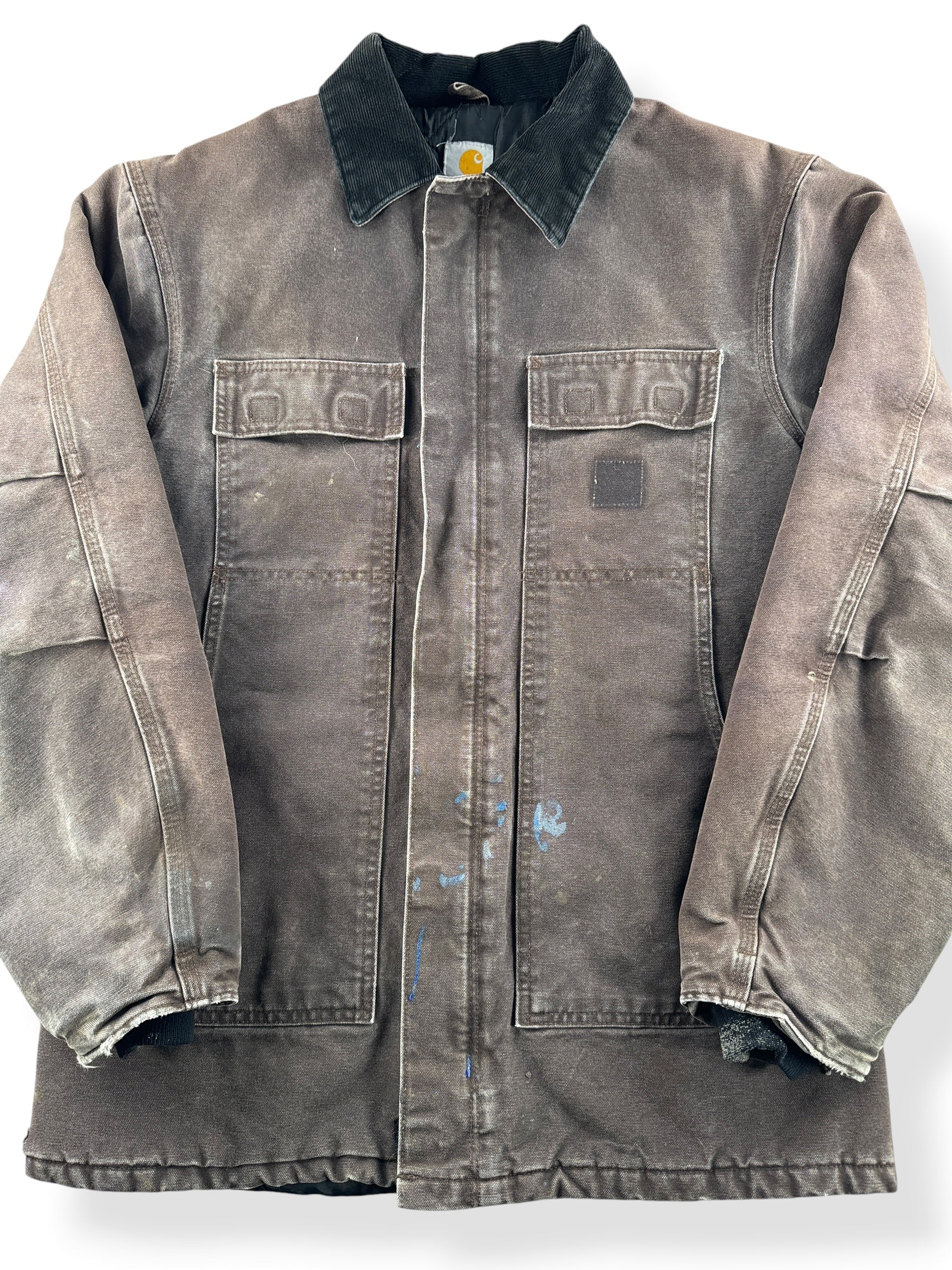 Close-up of Vintage Carhartt Arctic Jacket Faded Brown SZ M-T