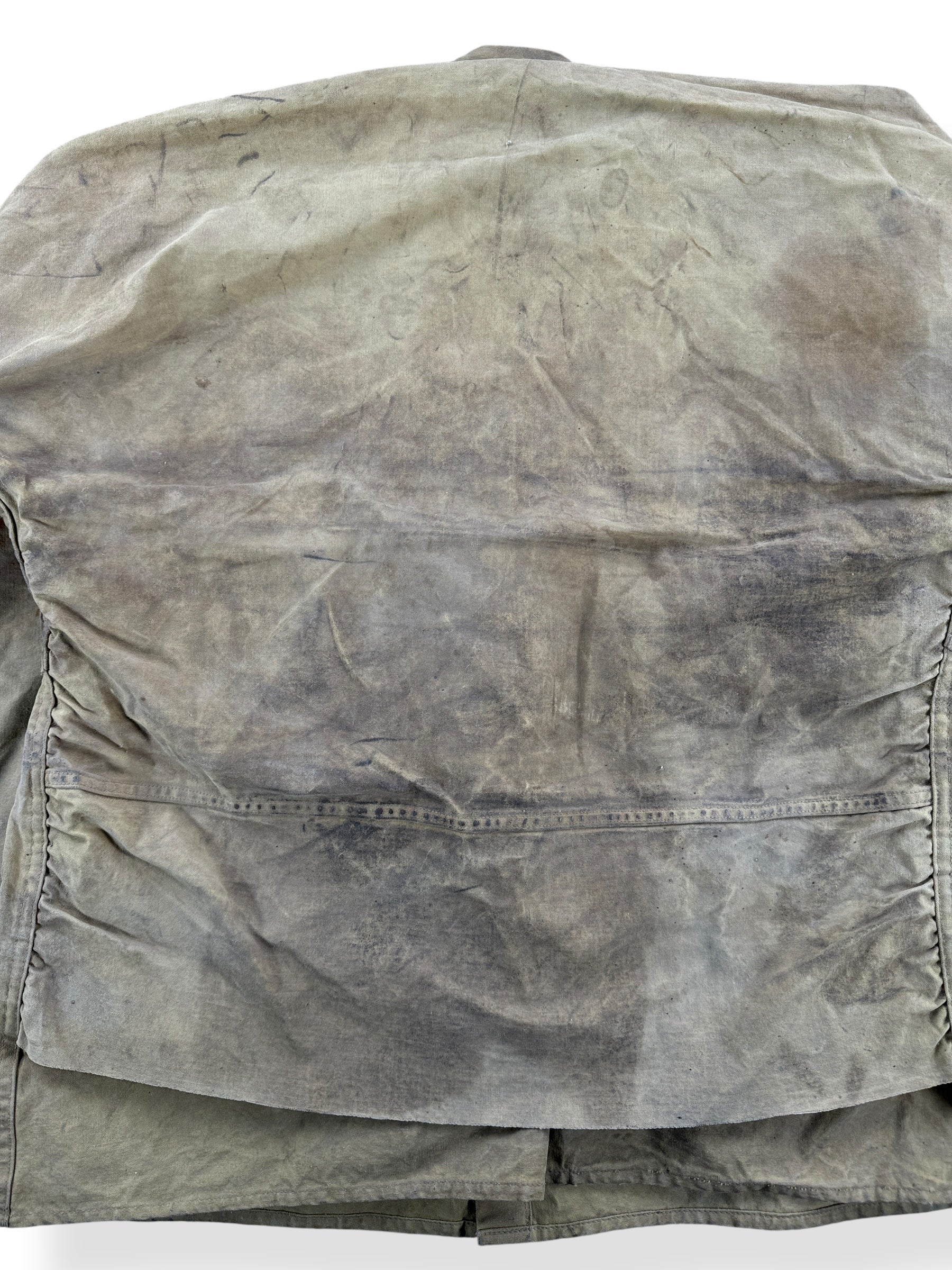 Back Close Up of Vintage Drybak Tin Cloth Jacket SZ M