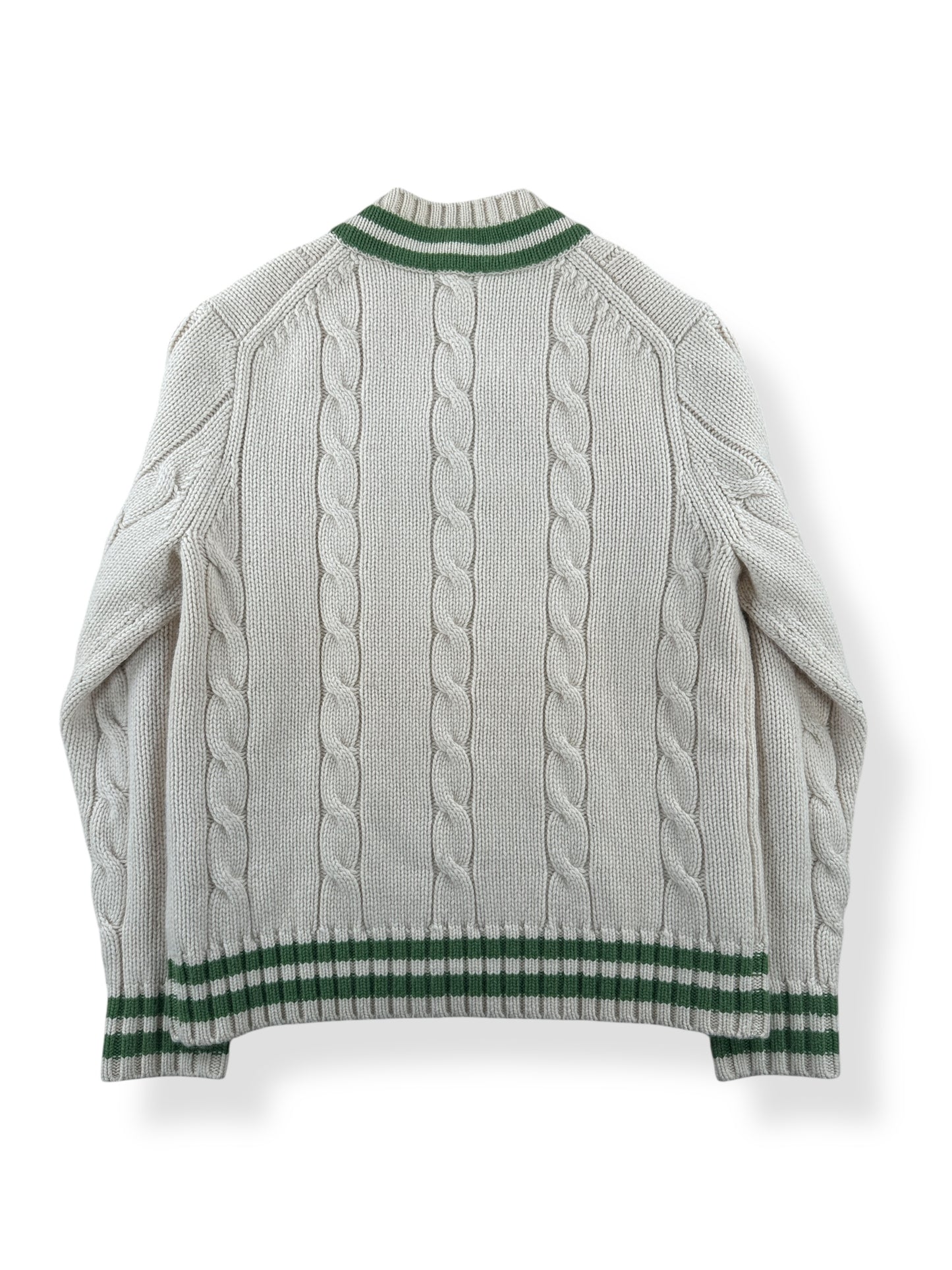Back of Vintage J Crew Cream Cashmere Cable Knit Sweater SZ M