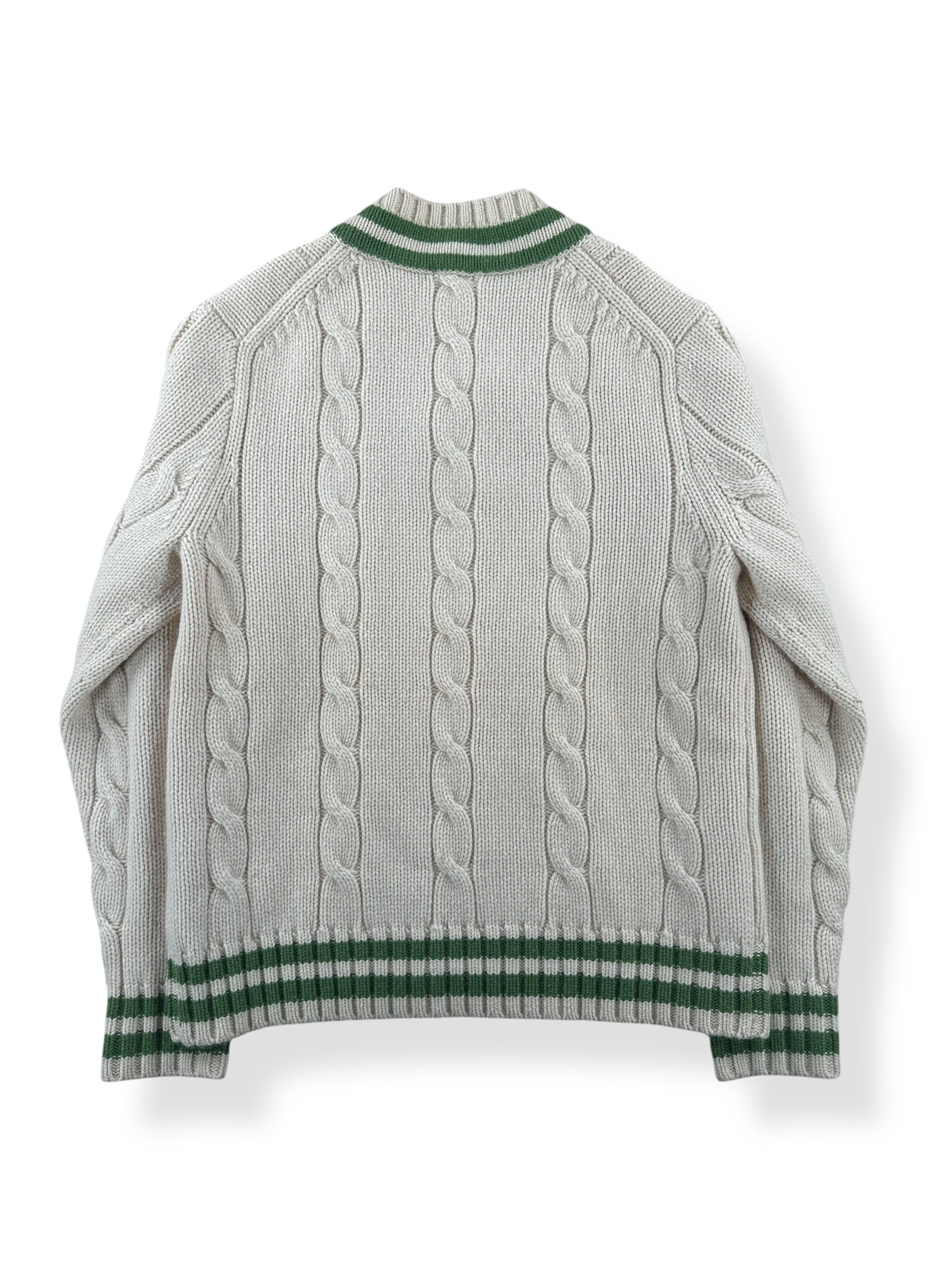 Back of Vintage J Crew Cream Cashmere Cable Knit Sweater SZ M