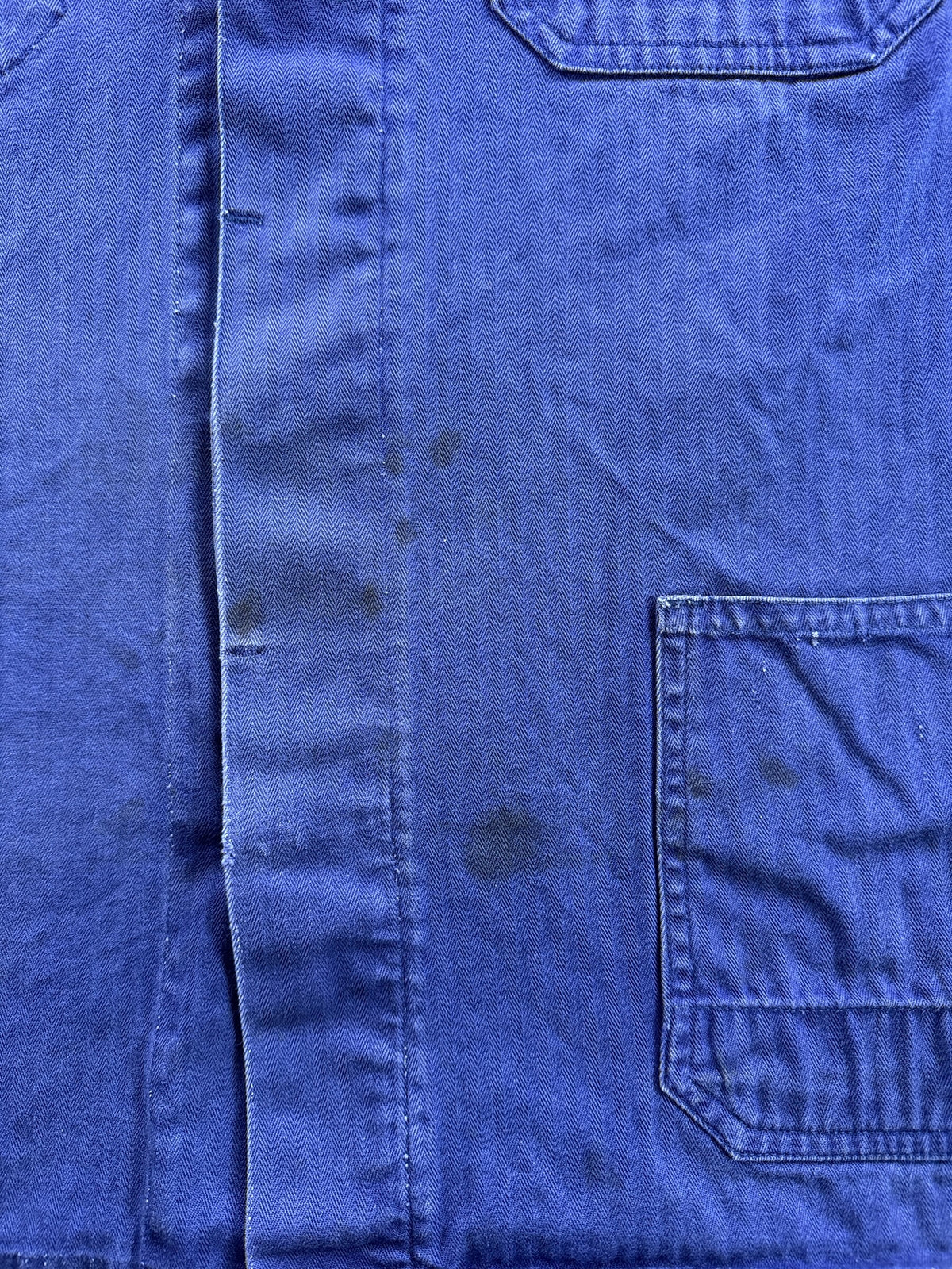 Small stains on front of Vintage HBT French Chore Coat SZ XL