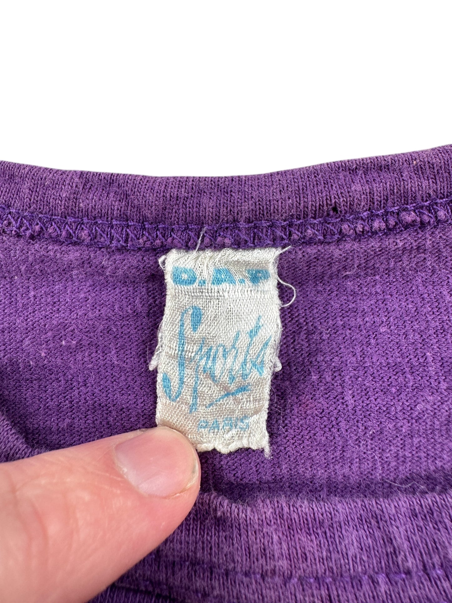 Tag on Vintage Flocked Paris Universite Tee SZ M