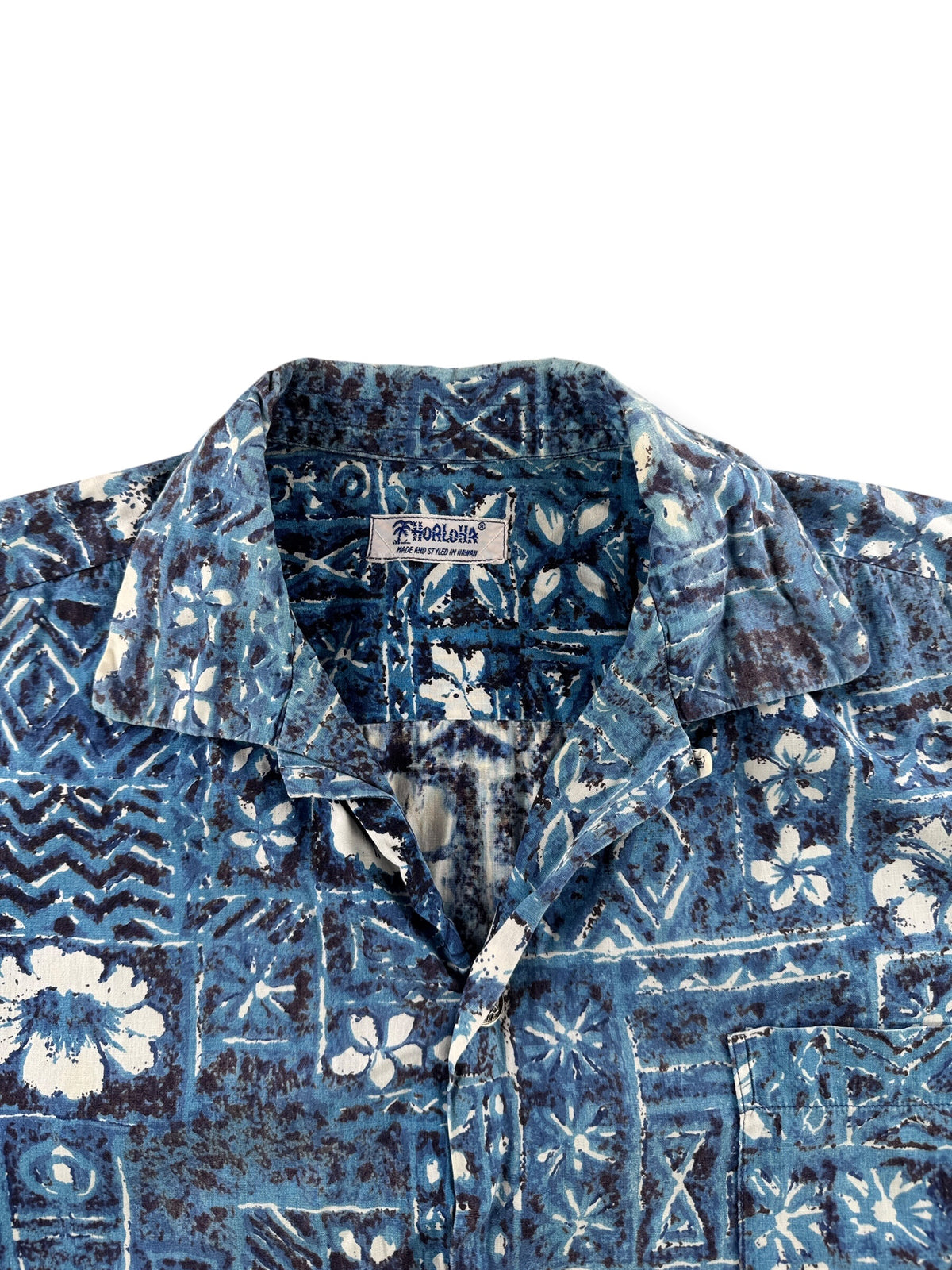 Collar on Vintage Hoaloha Cotton Aloha Shirt SZ XL