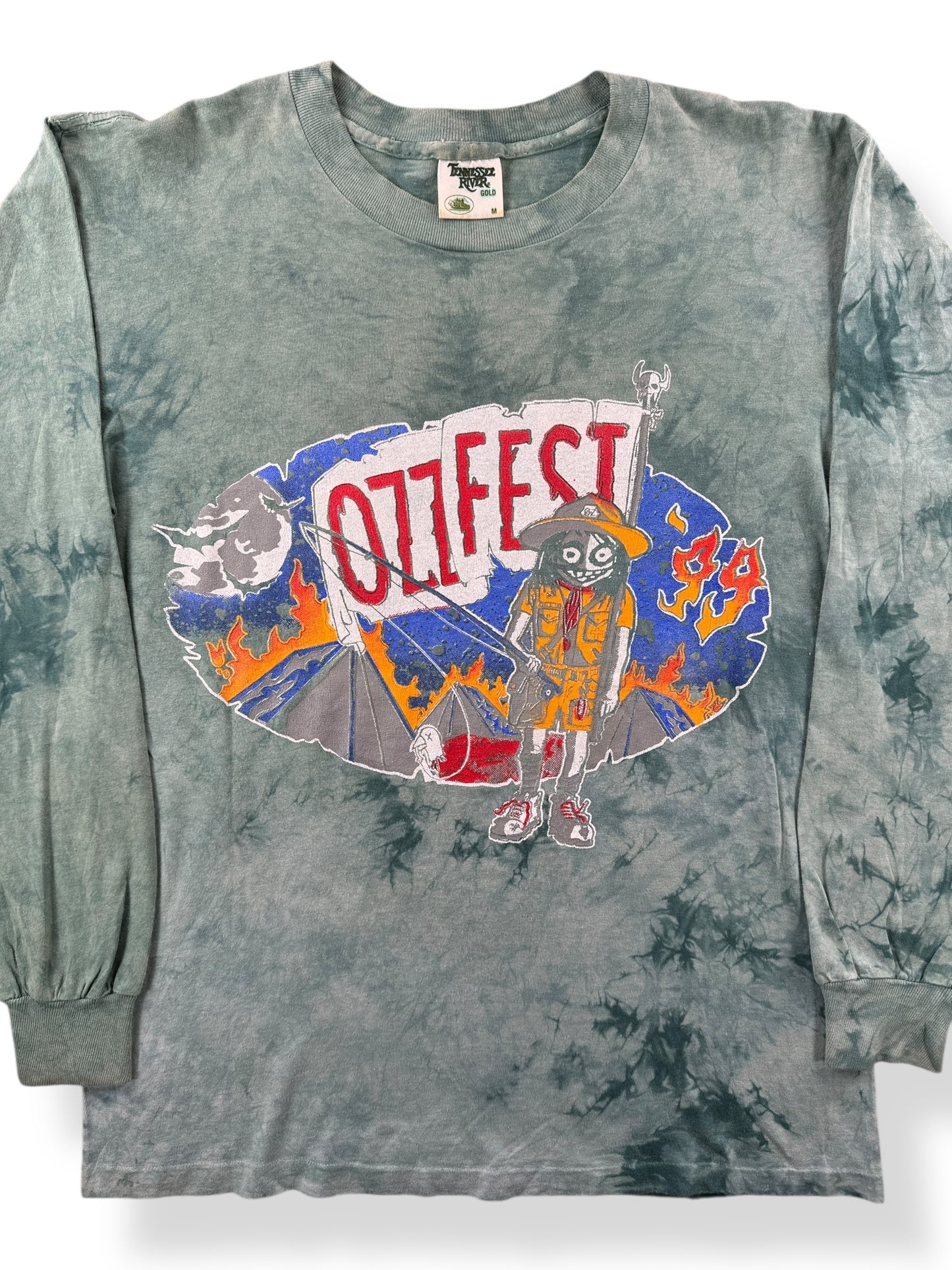 Front Close Up of Vintage 1999 Ozzfest Long Sleeve Tee SZ L