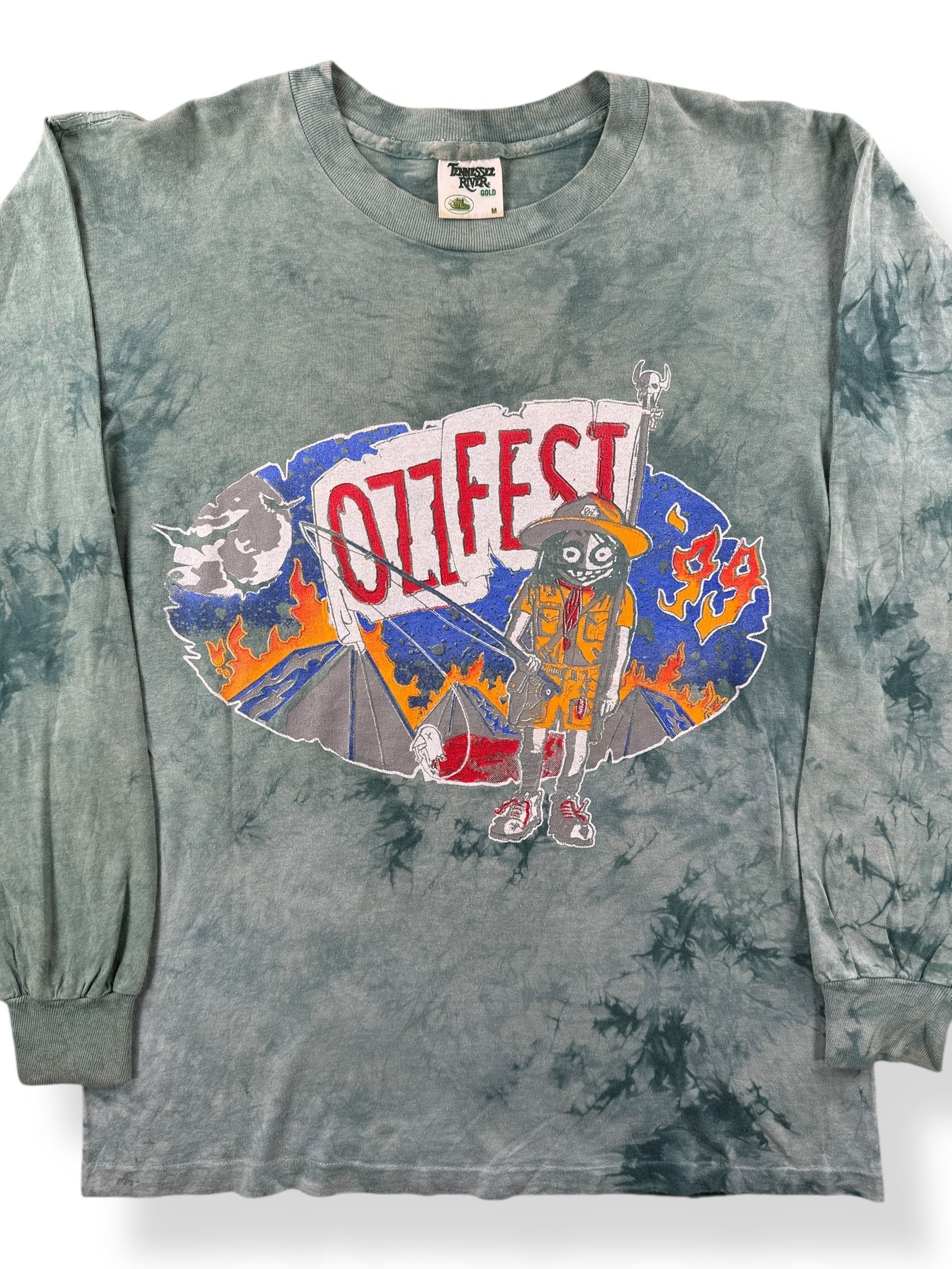 Front Close Up of Vintage 1999 Ozzfest Long Sleeve Tee SZ L
