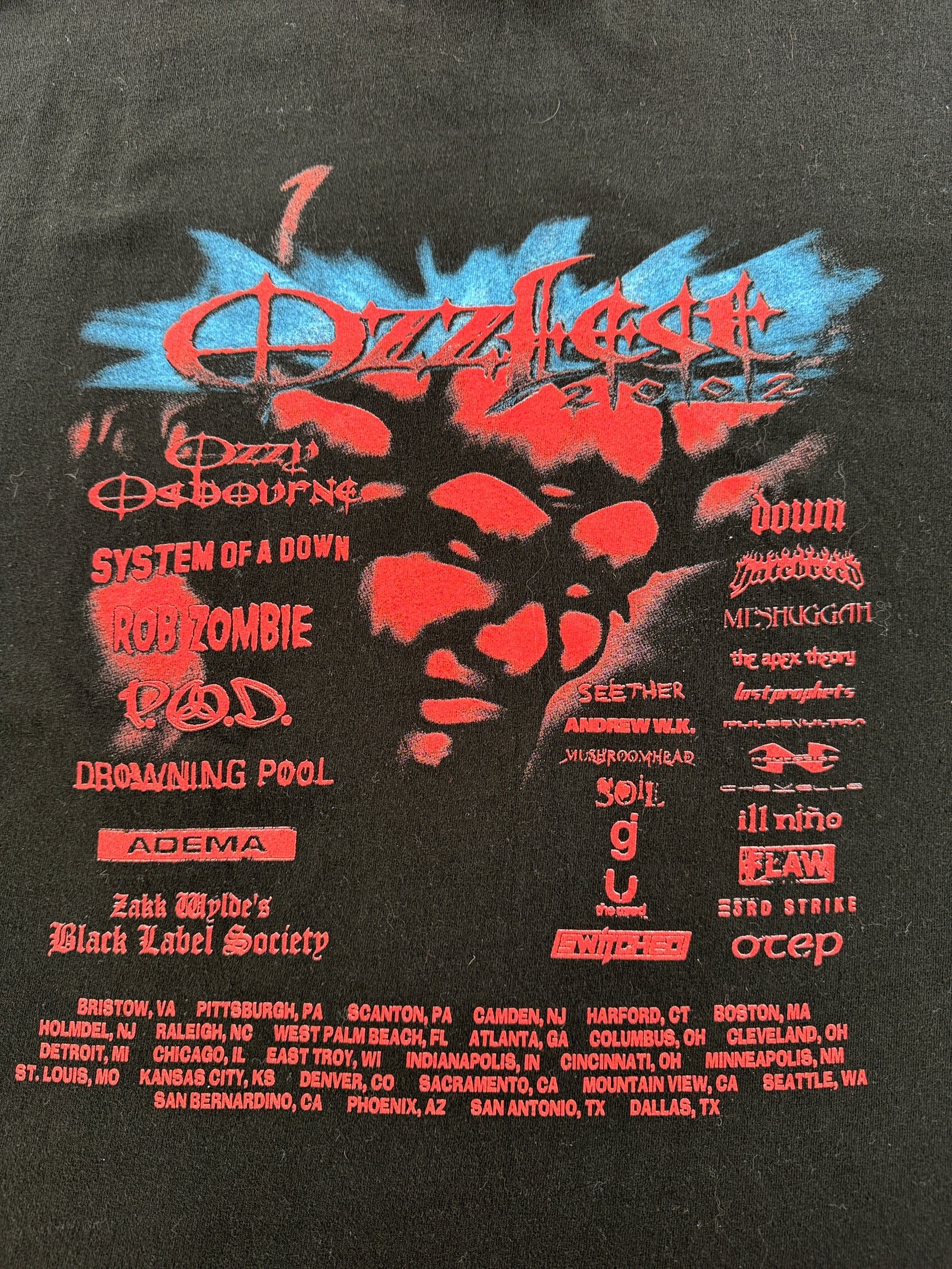 Back of Vintage 2002 Ozzfest Tee SZ L