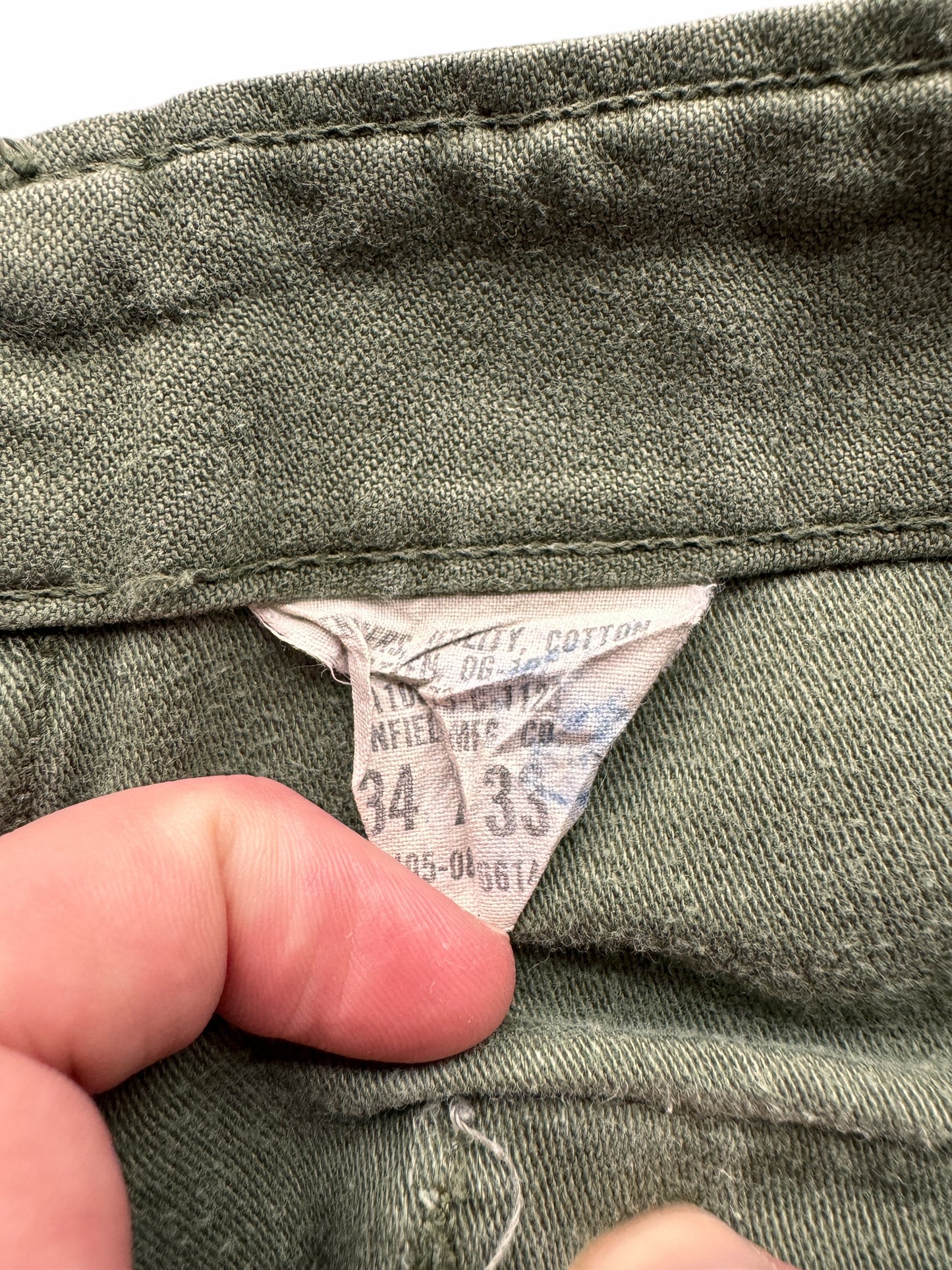 size tag on Vintage Repaired Cotton OG-107's W32