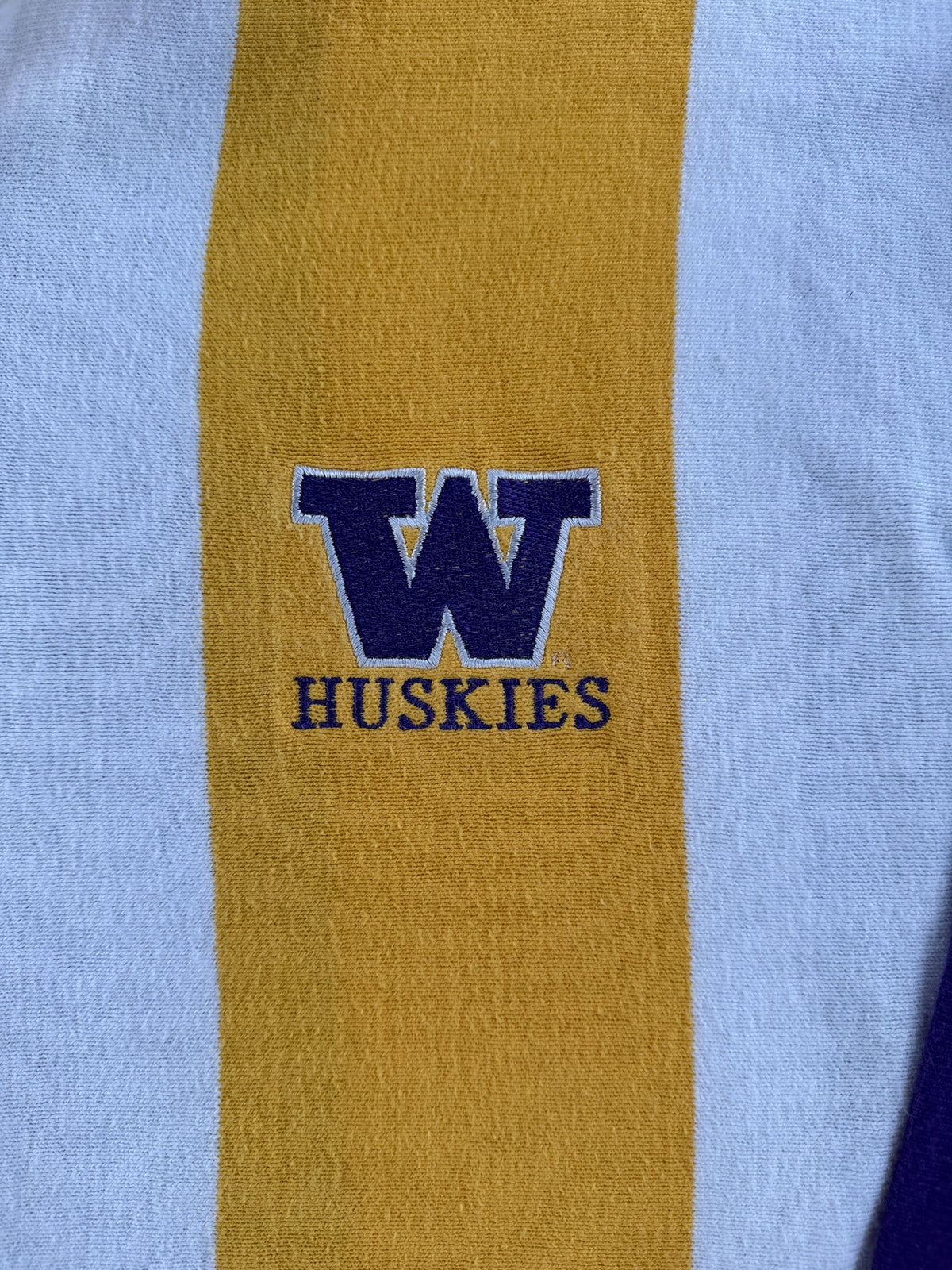 Front graphic on Vintage 90s UW Rugby Shirt SZ XL