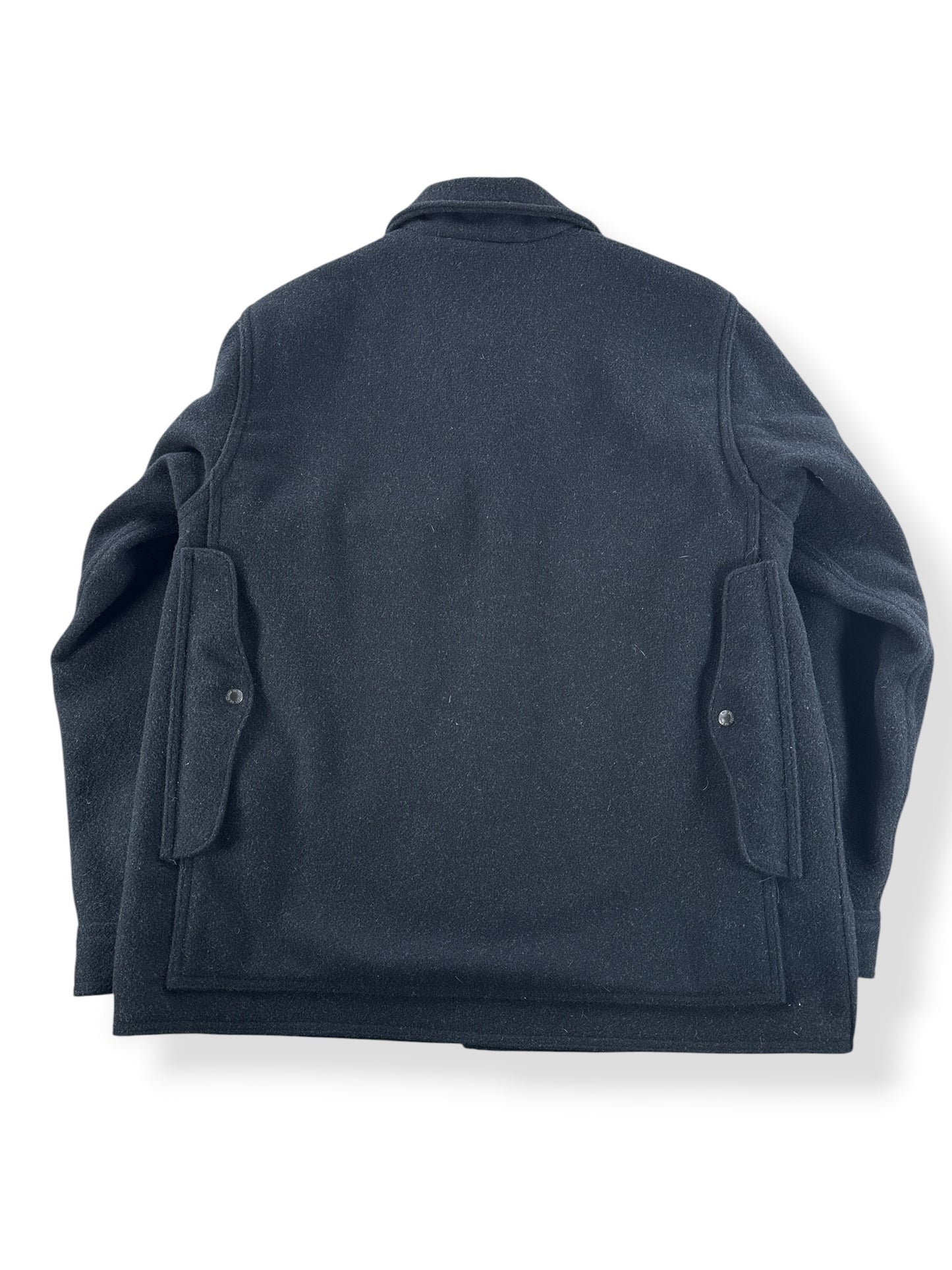Back of Filson Charcoal Mackinaw Wool Cruiser SZ L