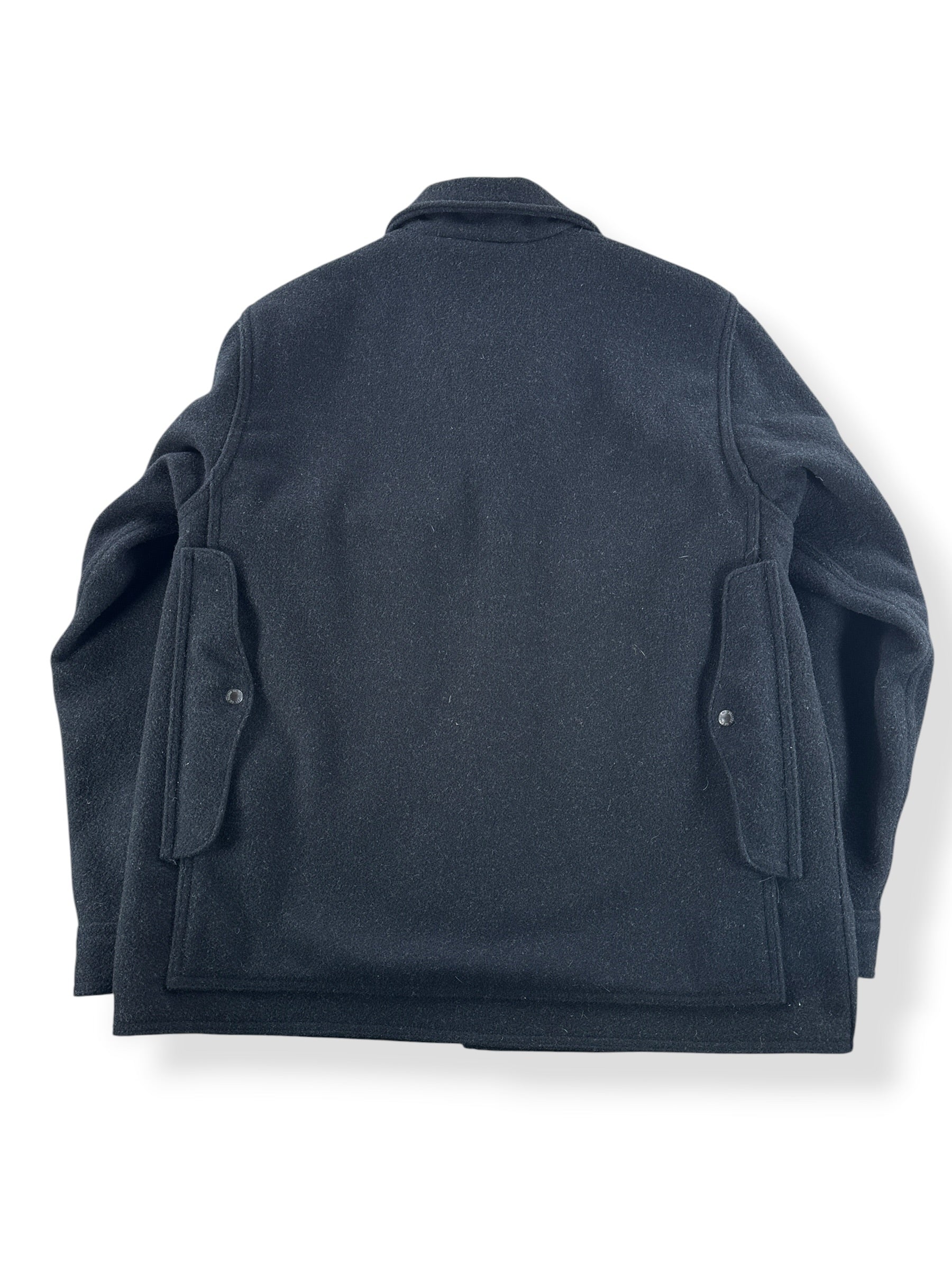 Back of Filson Charcoal Mackinaw Wool Cruiser SZ L
