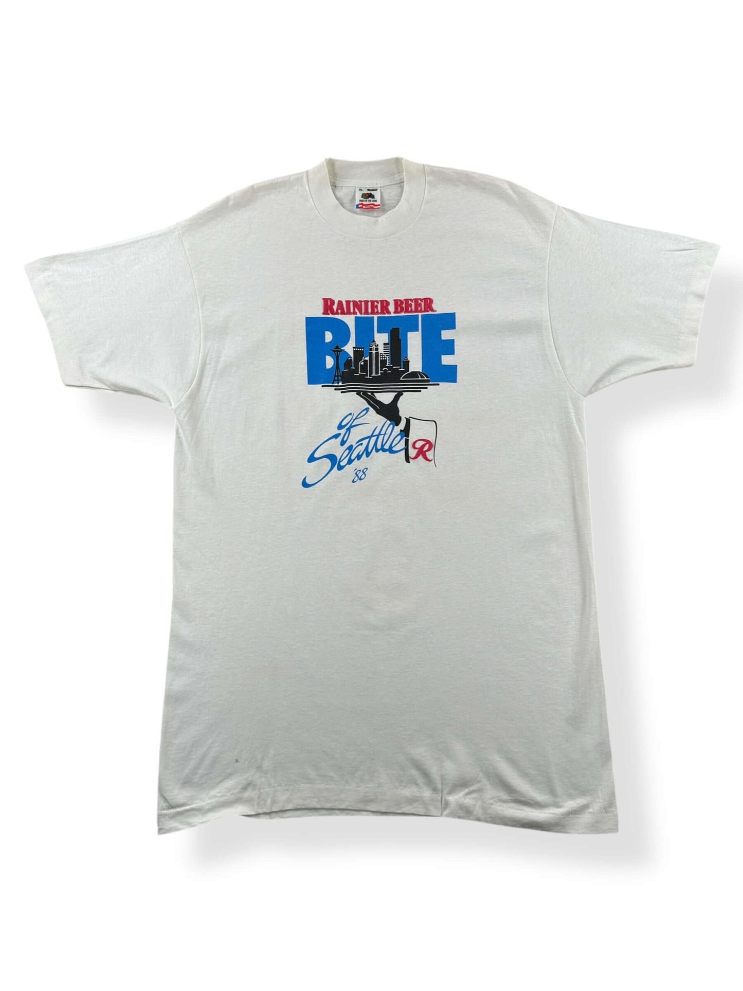 Front of Vintage 1988 Bite of Seattle Rainier Beer Tee SZ XL