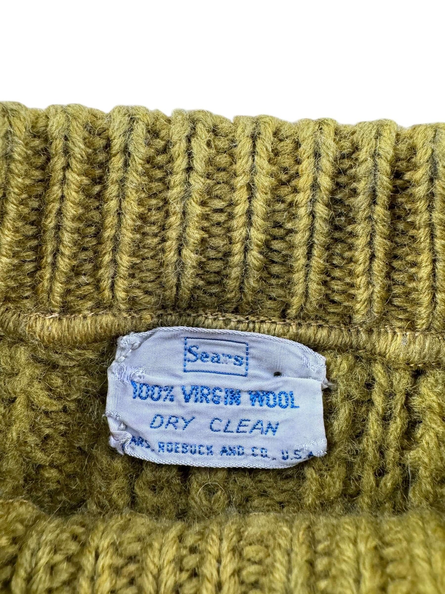 Tag on Vintage Sears Wool Striped Sweater SZ S