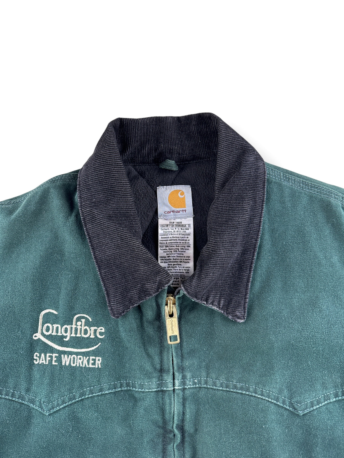 Collar on Carhartt Green Santa Fe Jacket SZ XL-T