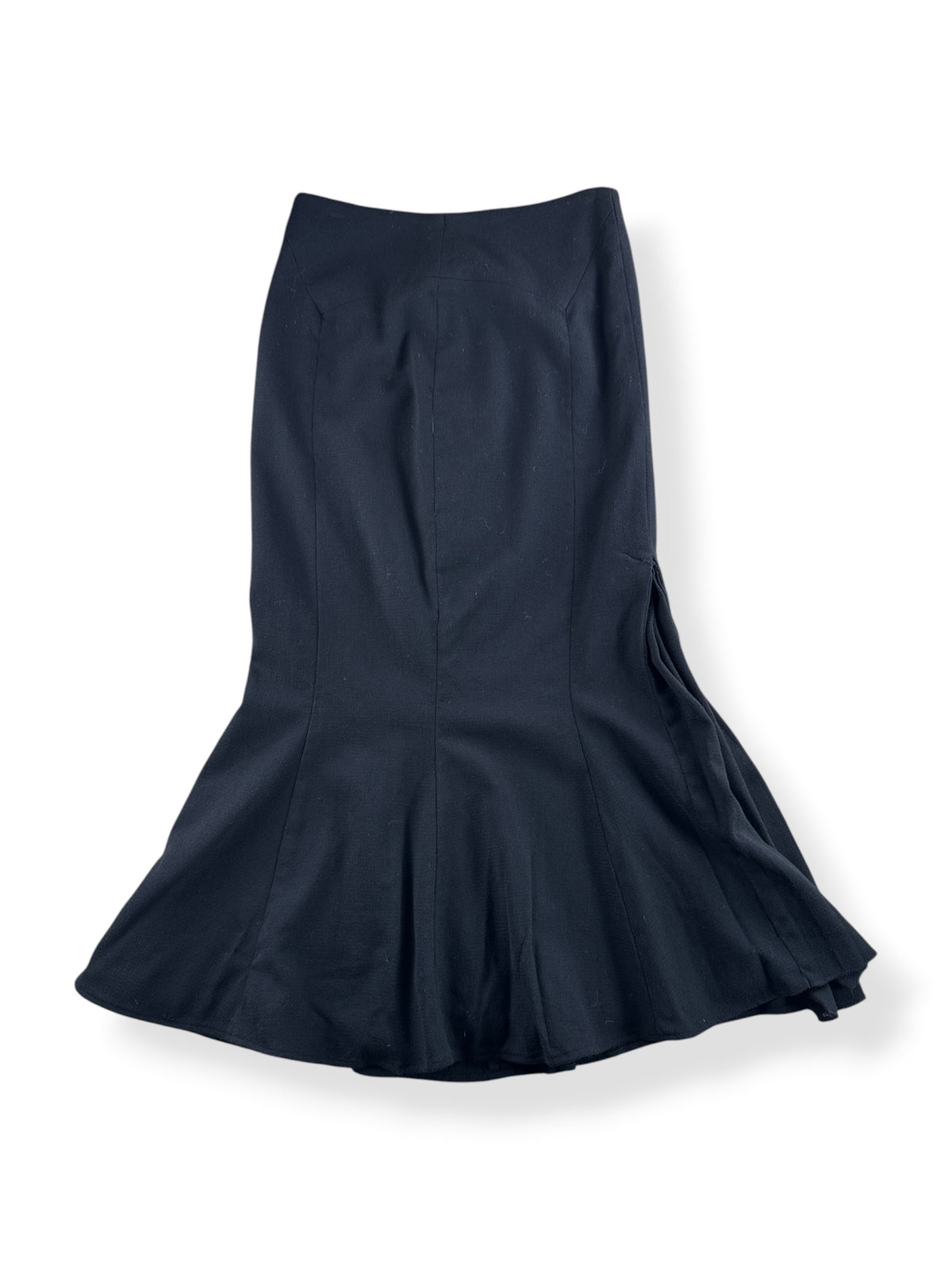 Back of Vintage Black Wool Fit and Flare Skirt W28