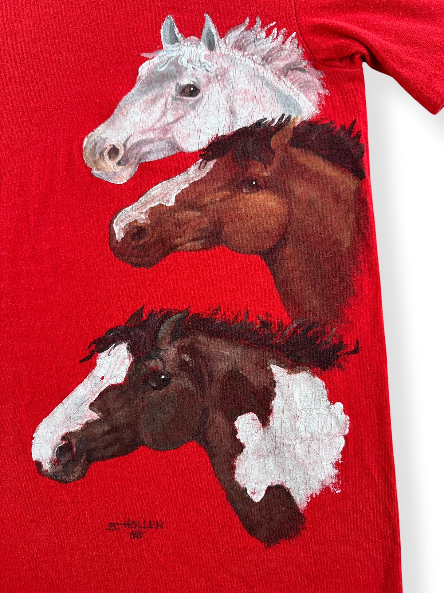 Graphic of Vintage Hand Painted S. Hollen Horse Tee SZ S