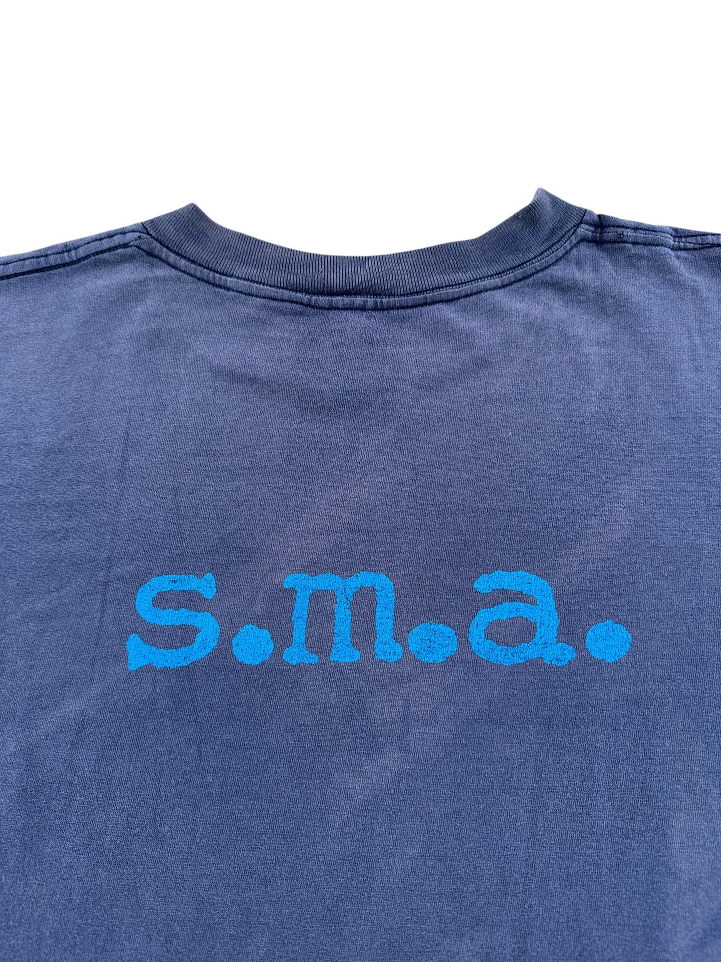 Back Graphic of Vintage Julien Stranger Santa Monica Airlines Santa Cruz Skate Tee SZ XL