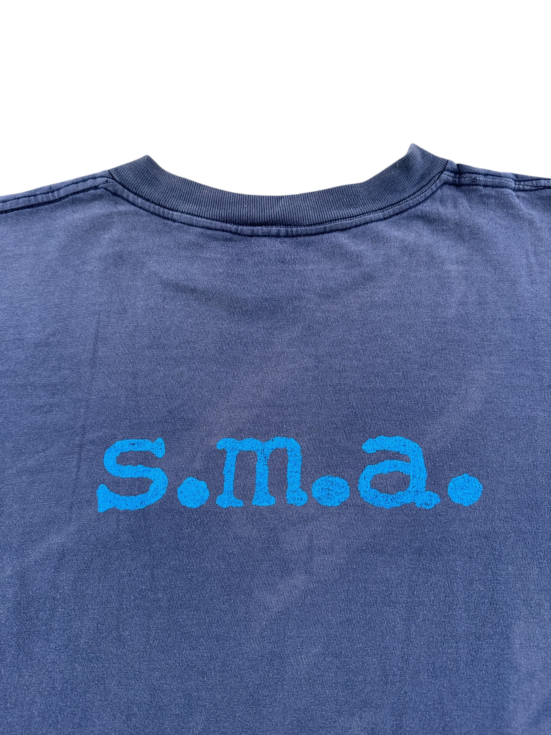 Back Graphic of Vintage Julien Stranger Santa Monica Airlines Santa Cruz Skate Tee SZ XL